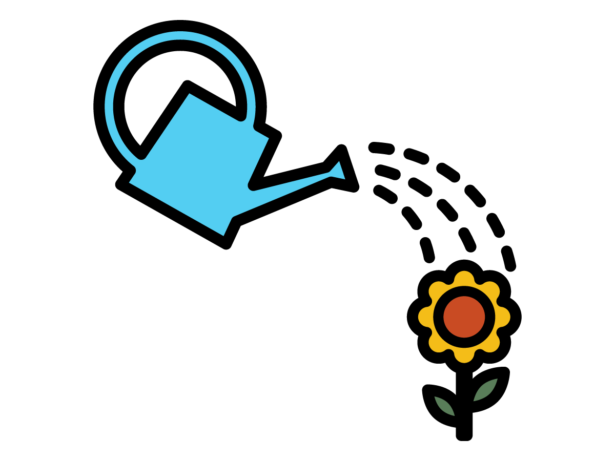 watering can with flower iconography