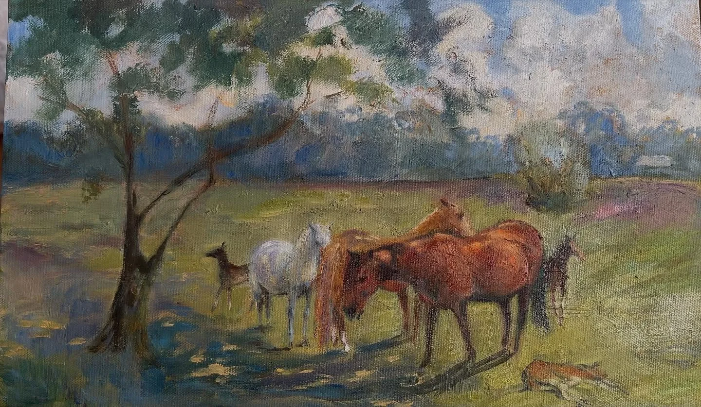 Ponies in the New Forest. Come and paint at Thurnwood and really learn to paint in oils, visit www.thurnwood.co.uk #salisburyartists #eastgrinsteadartgroup #eastbourneartists