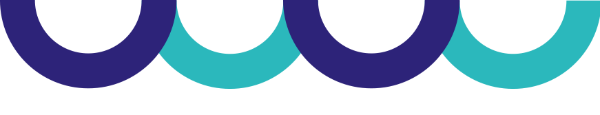 Close-up of a pattern with overlapping circles in dark blue, light blue, and purple colors.