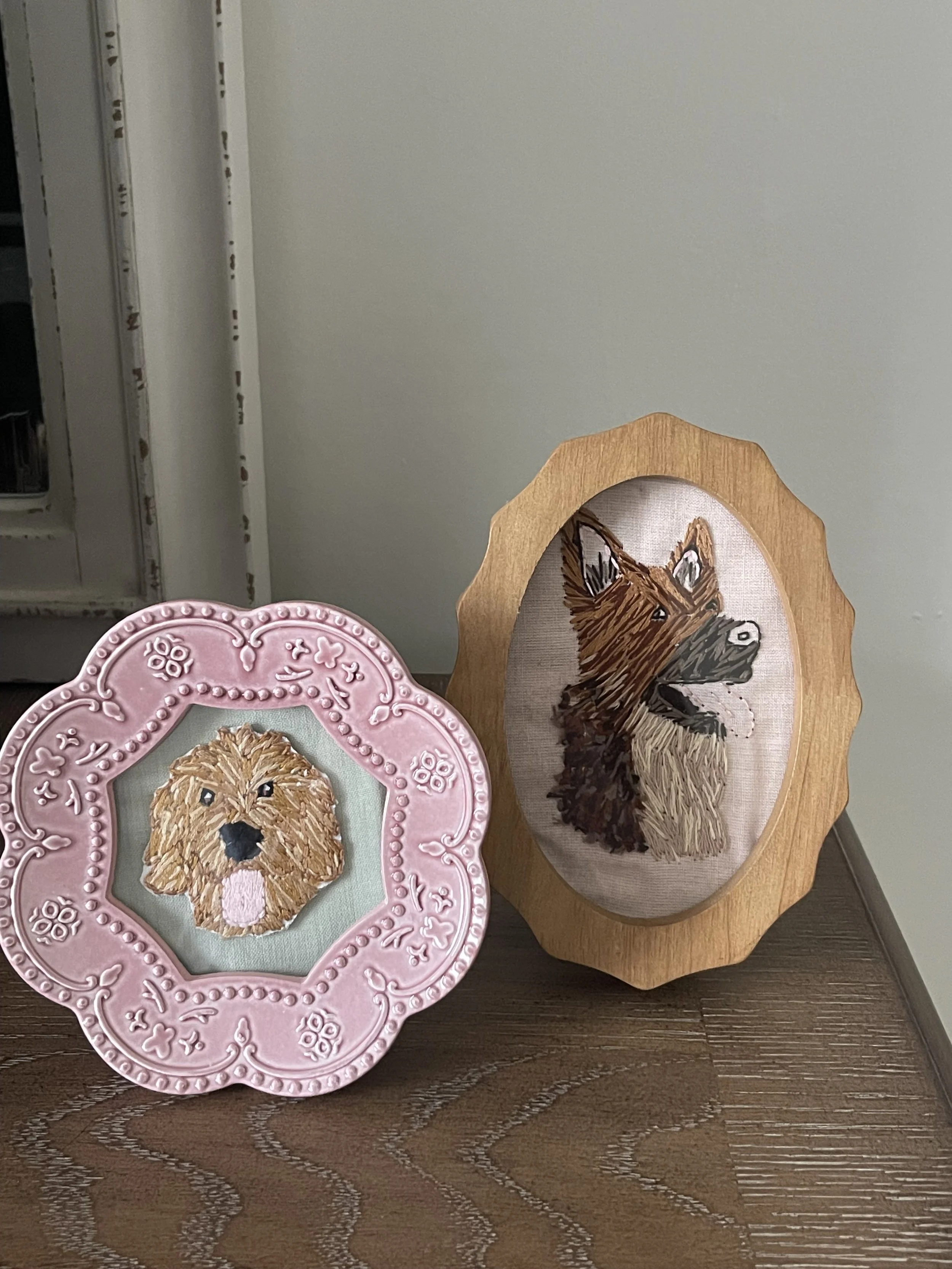 Framed Personalized Dog Embroidery