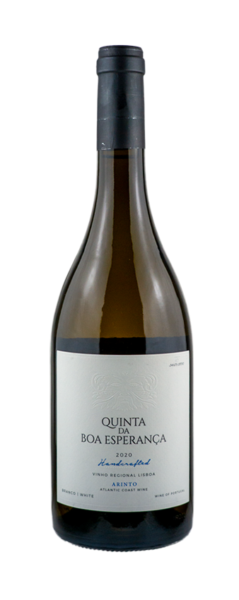 A bottle of Quinta Boa Esperança 2020 wine with a black capsule and a white label that includes blue and black text.