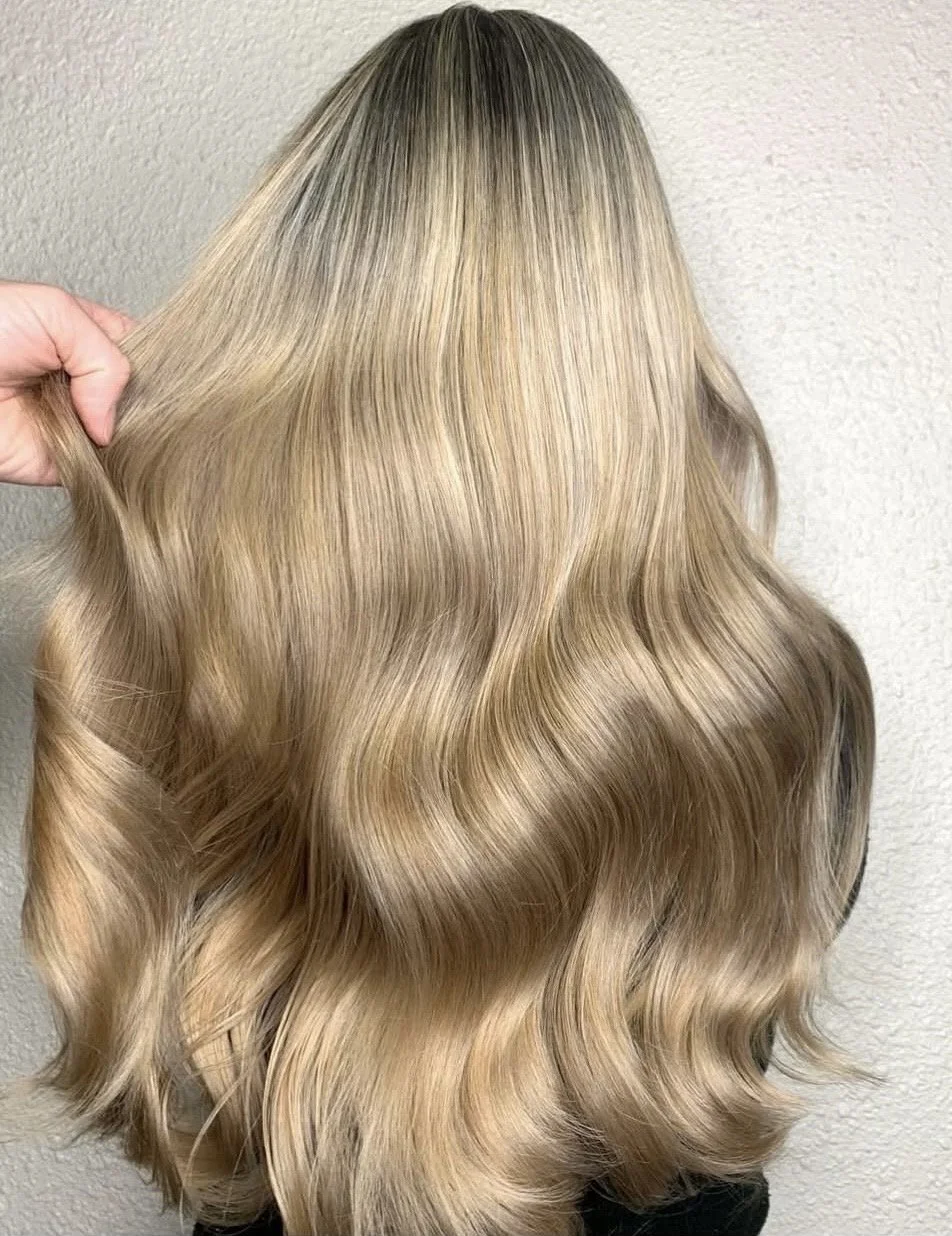 Salon customer with new long natural braids