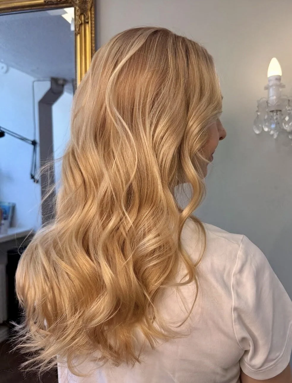 Salon customer with new long natural braids