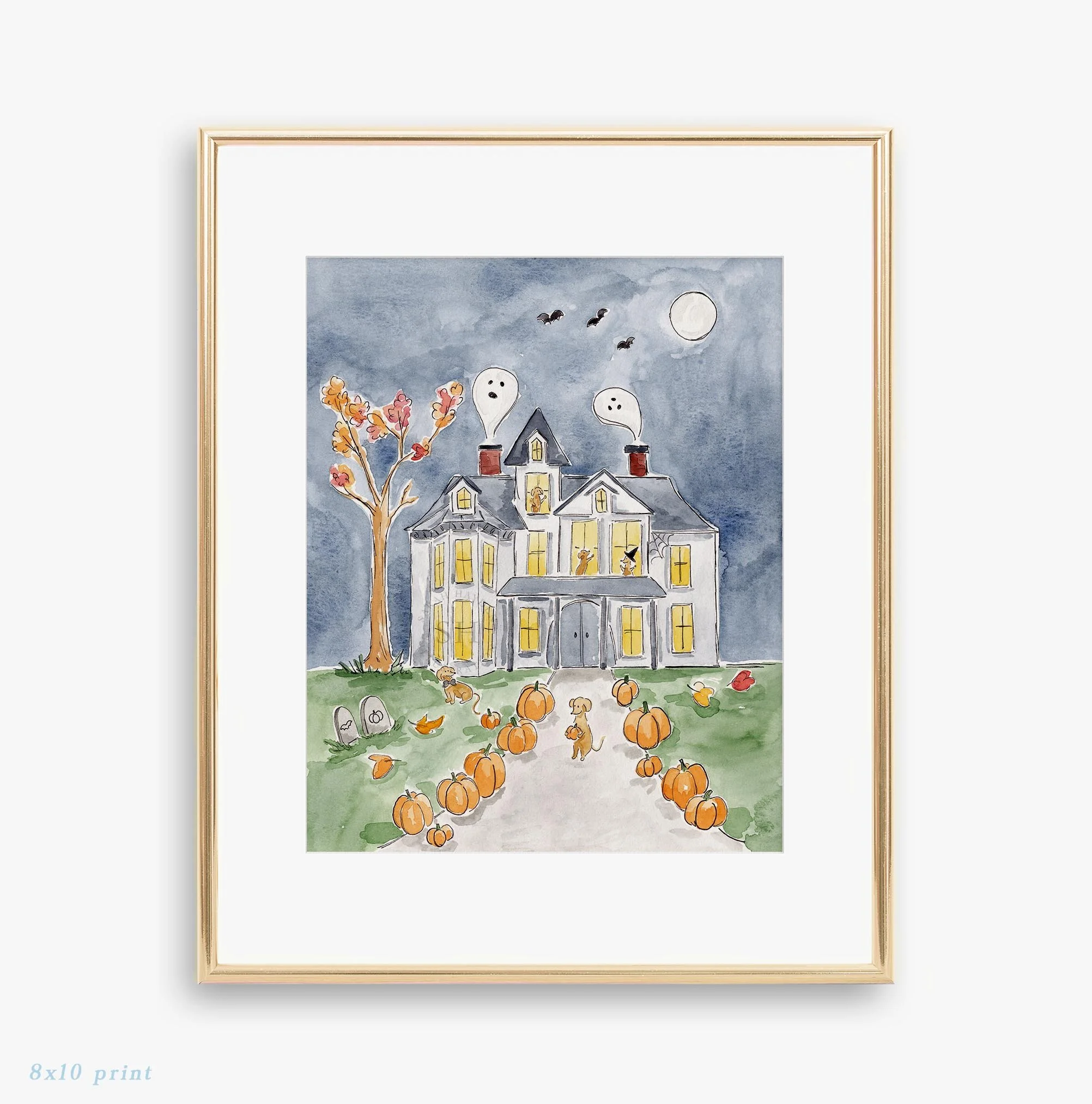Haunted House 8x10 Watercolor Art Print by Sarah Hayden.jpg