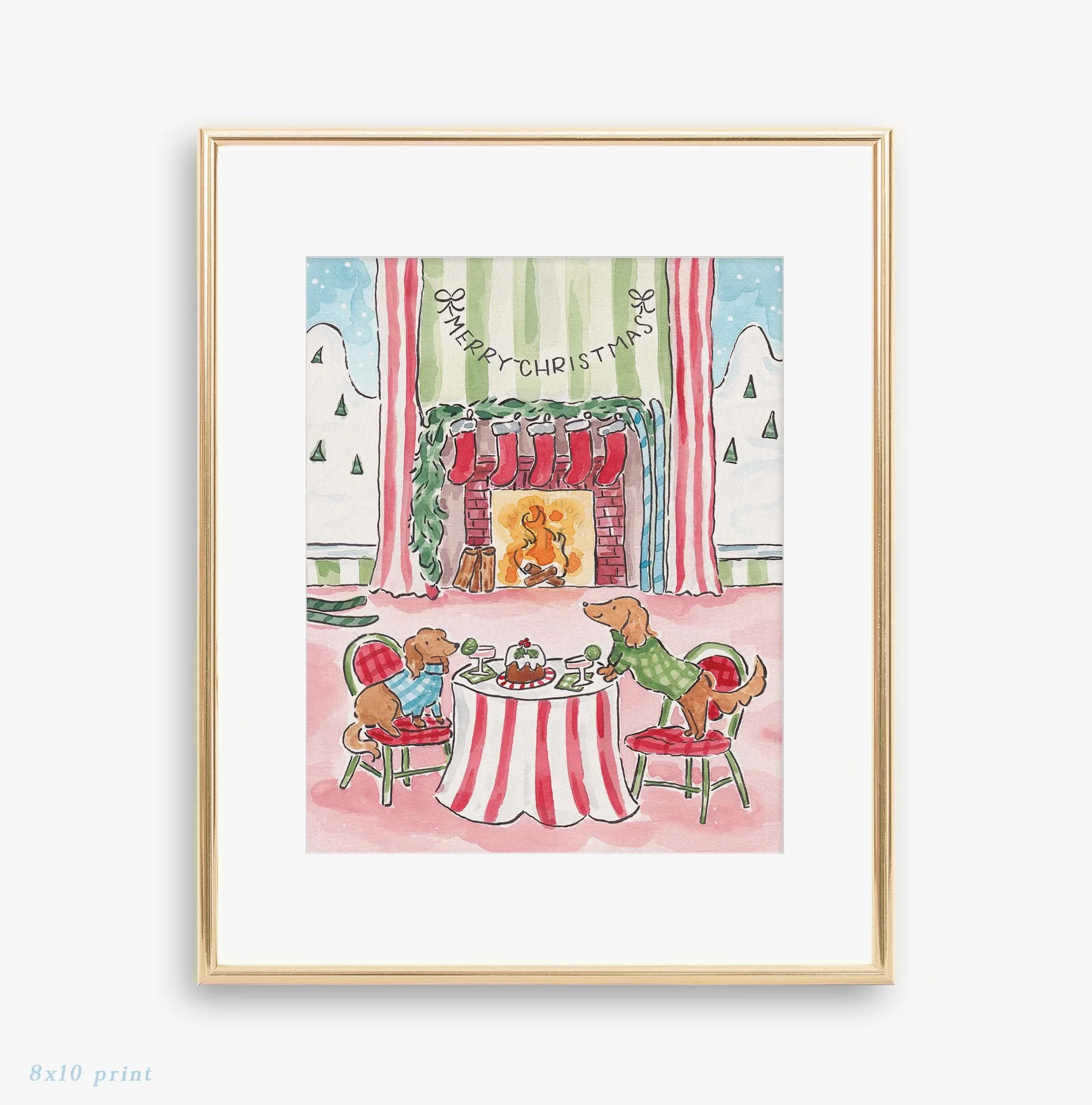 Dachshund Ski Lodge Print