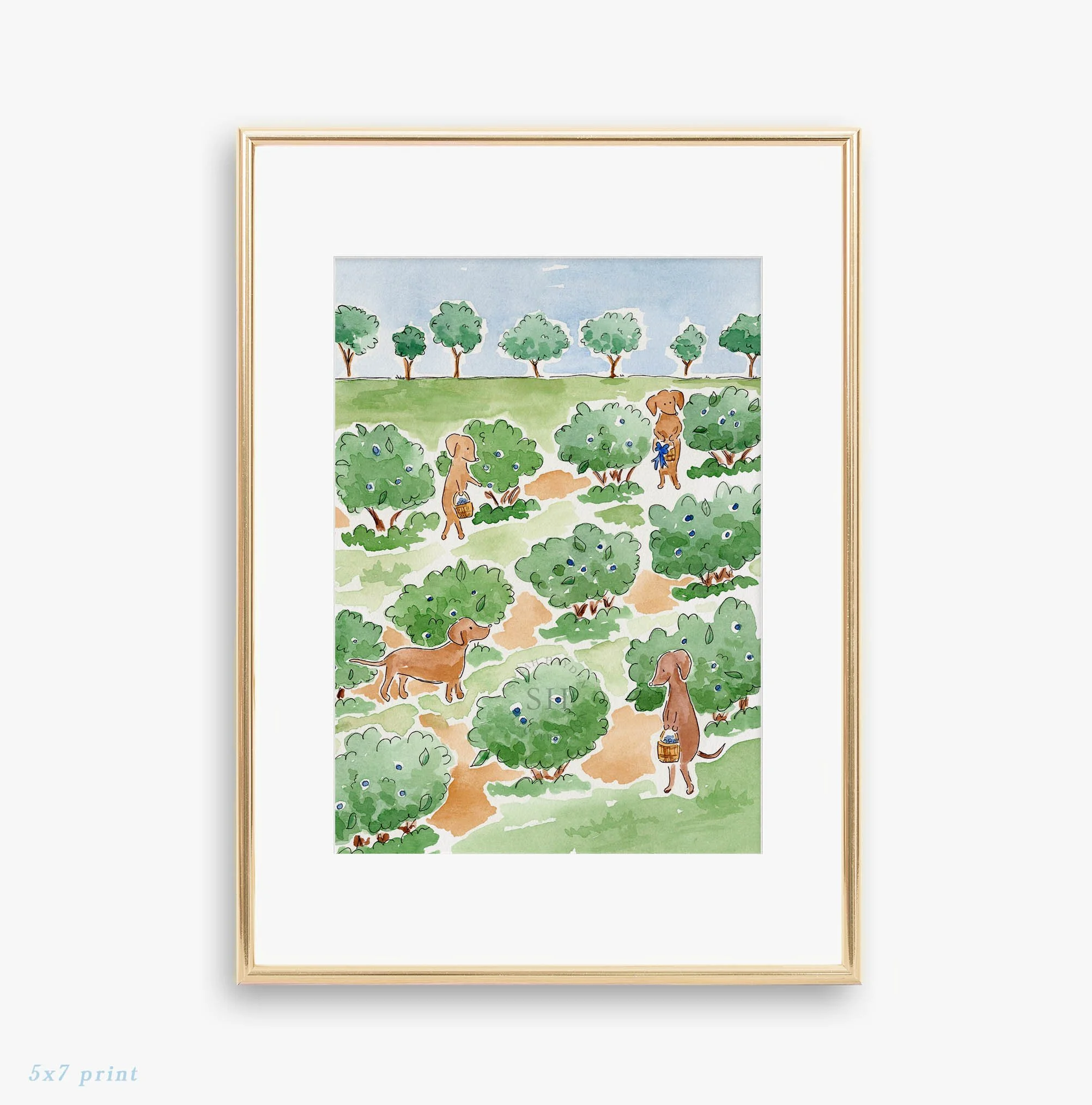Dogs Berry Picking 5x7.jpg