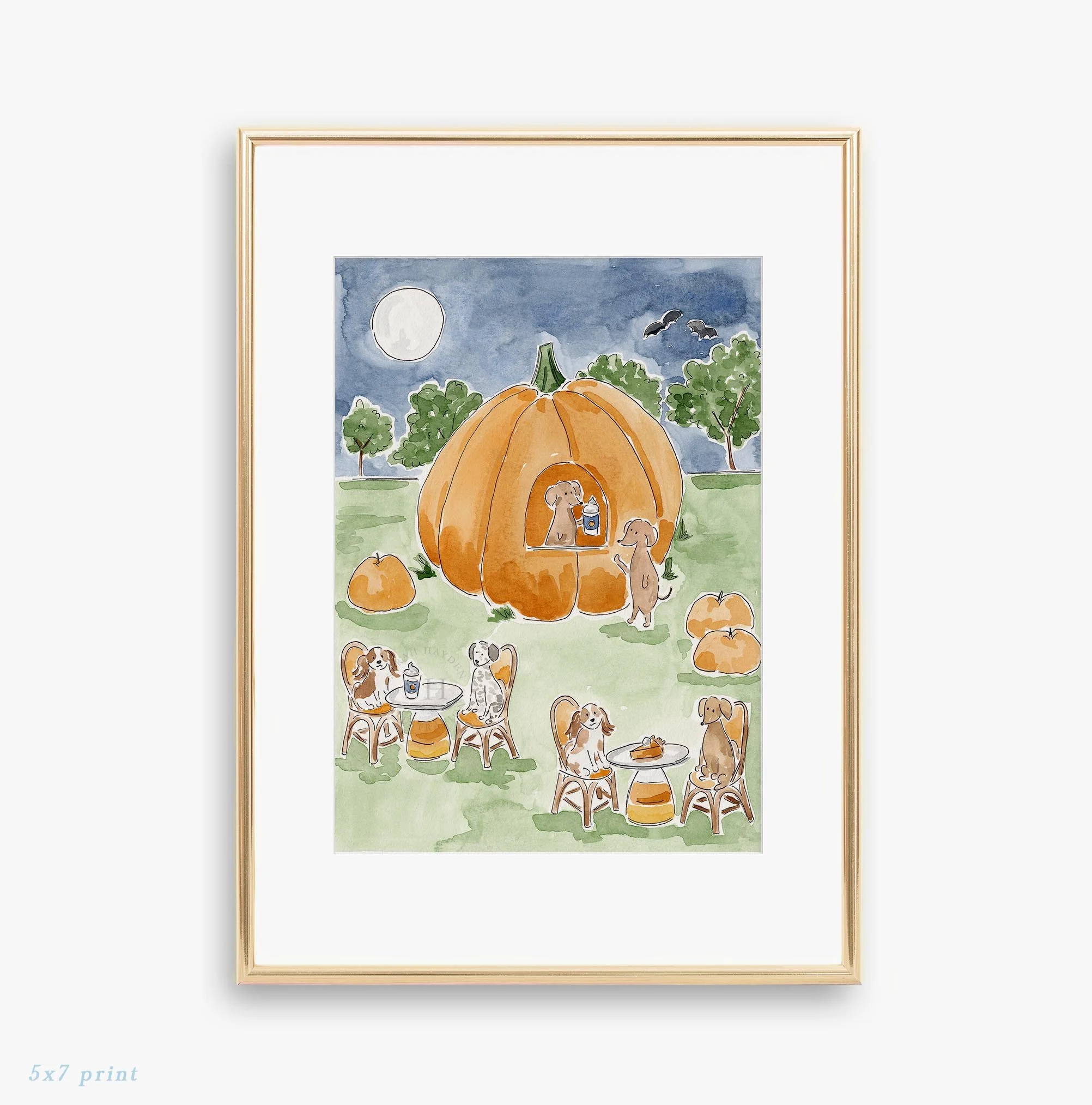 Pumpkin Cafe 5x7 Watercolor Art Print by Sarah Hayden.jpg
