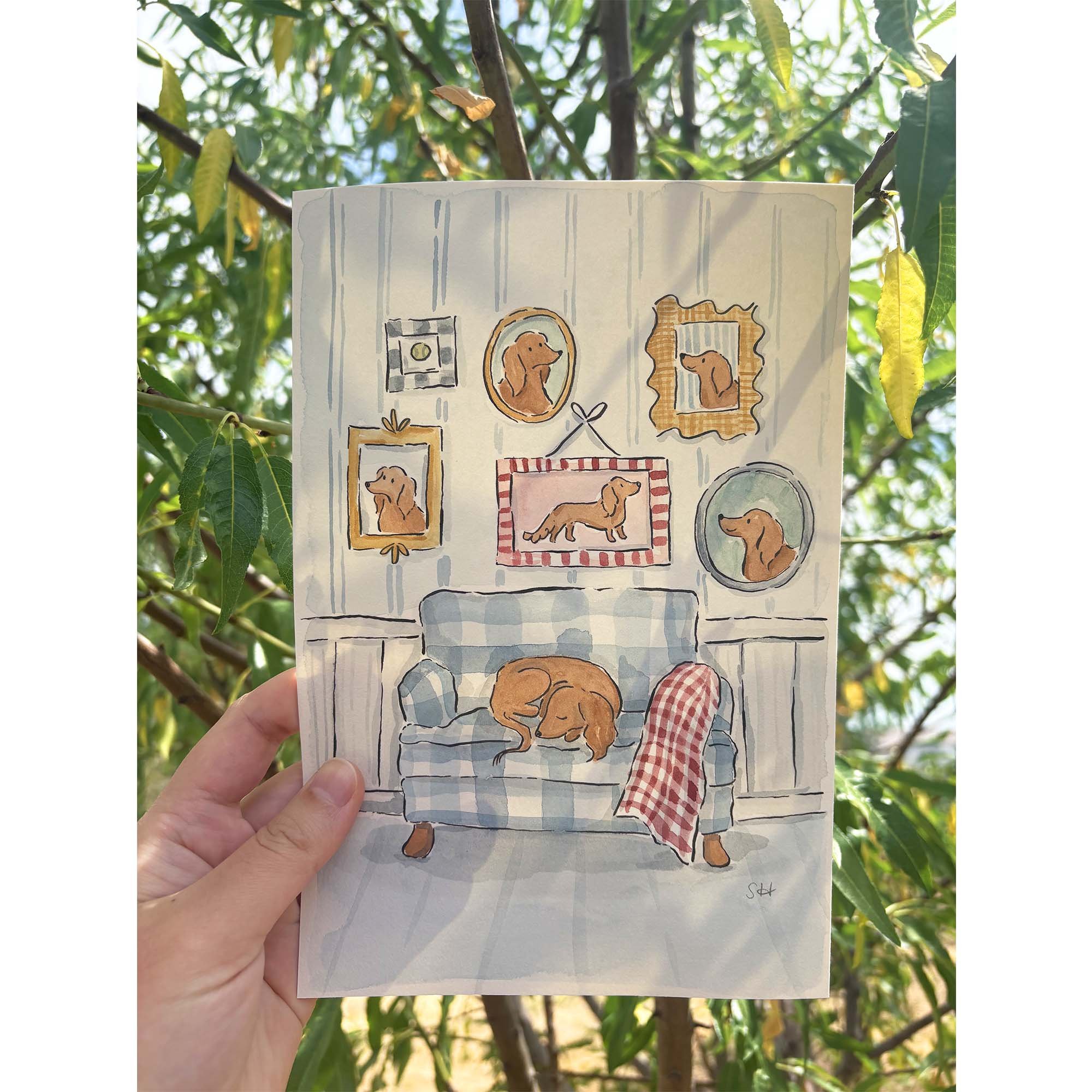Dachshund Lover Original Watercolor Painting by Sarah Hayden 2.jpg