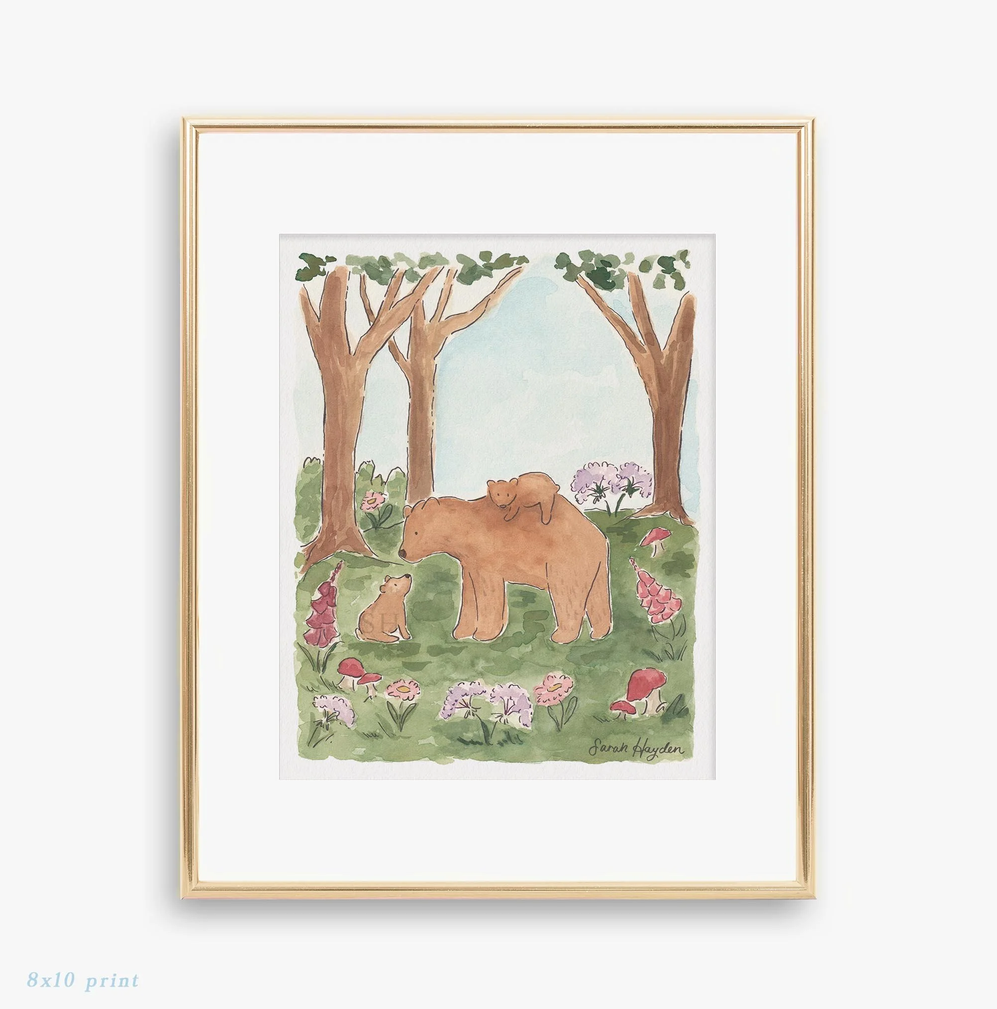 Mama Bear and Cubs Print