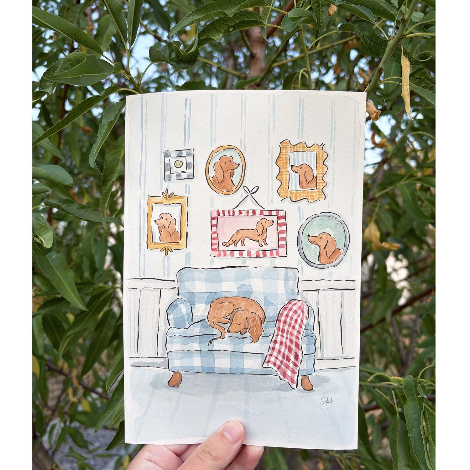 Dachshund Lover Original Watercolor Painting by Sarah Hayden 1.jpg