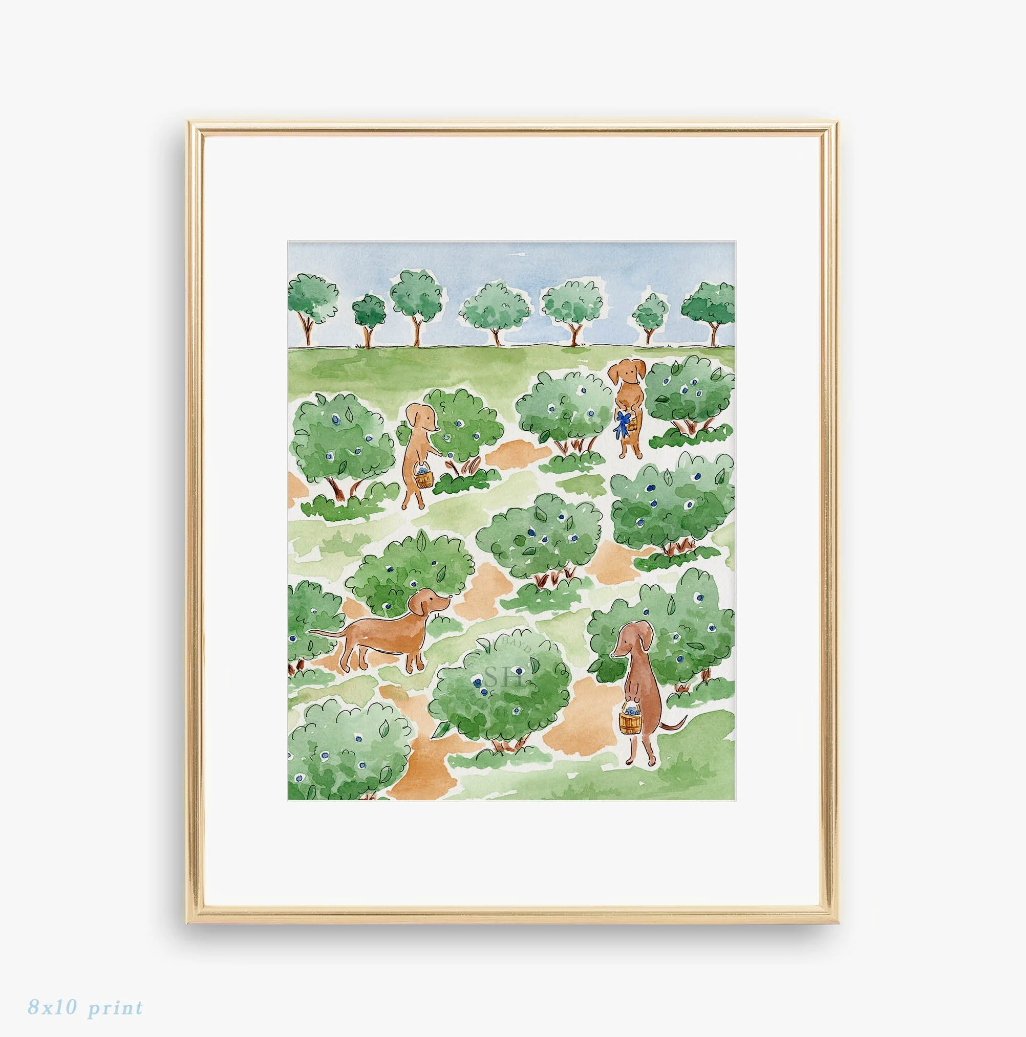 Dogs Berry Picking Print