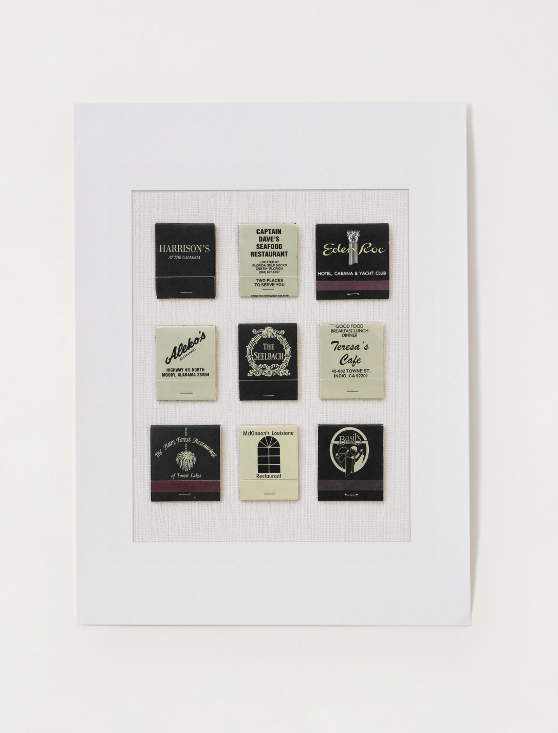 Black Tie Bistro Matchbook Collection | Art Print