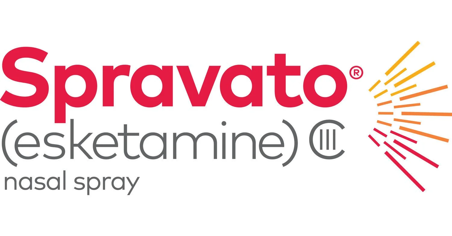 Spravato (esketamine) nasal spray logo with colorful radiating lines