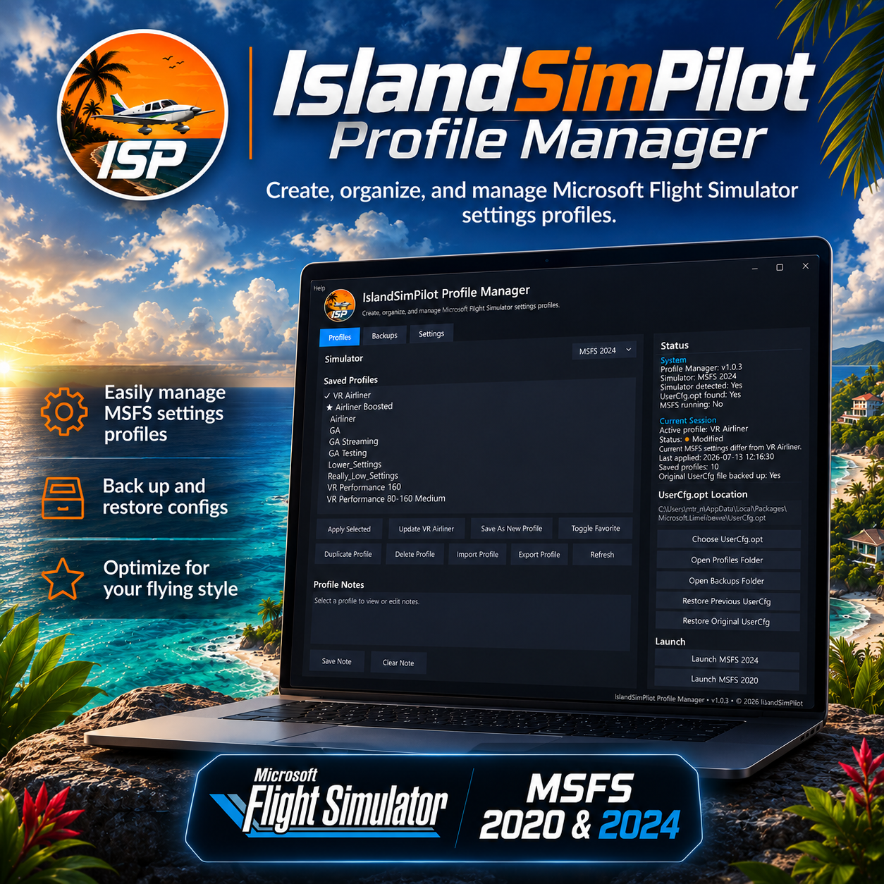 IslandSimPilot Profile Manager