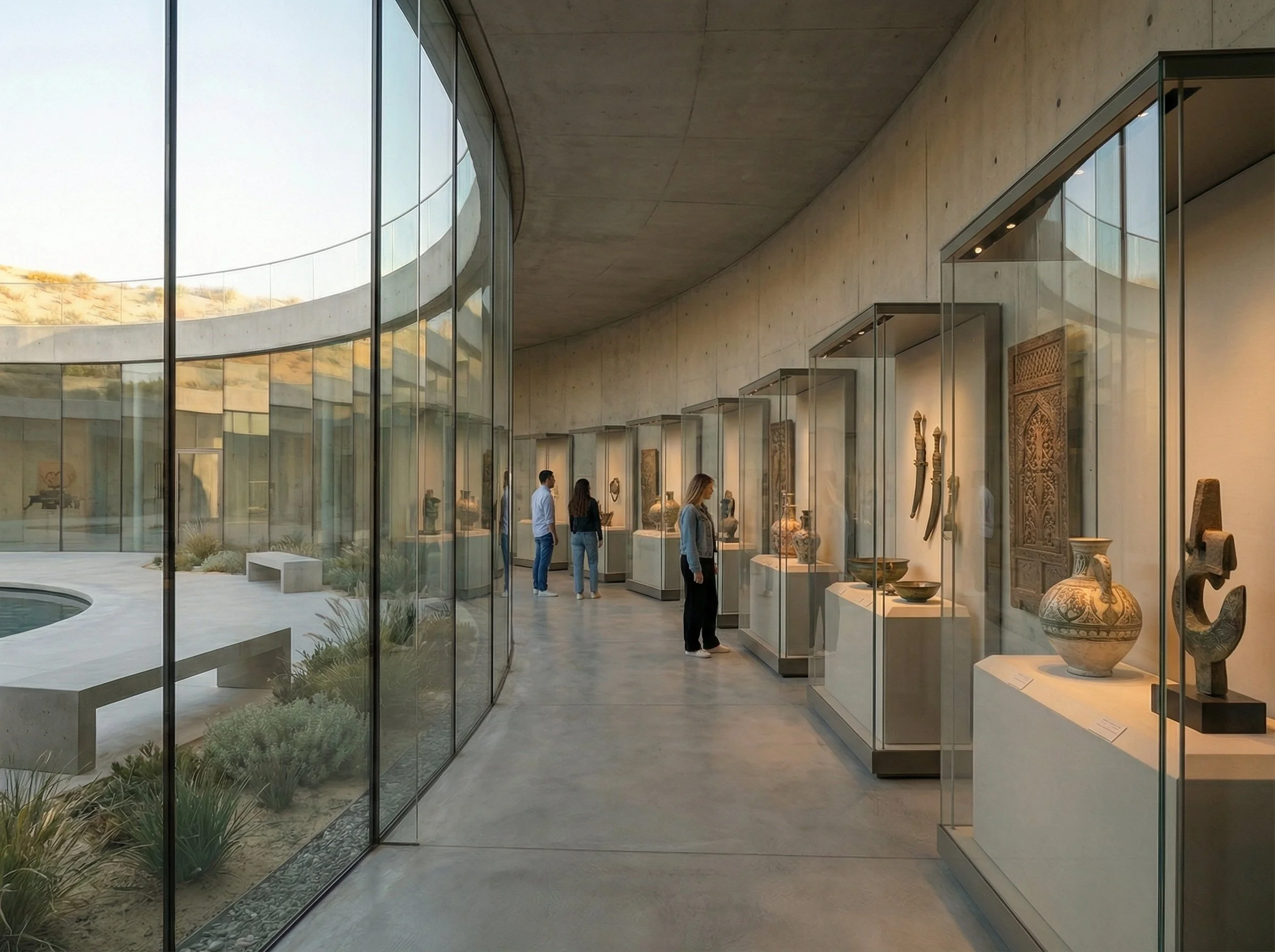 Exhibition unfolds along movement rather than waiting at the end of it. Objects are encountered gradually, embedded within the path. Attention shifts between what is seen and how one moves through space.