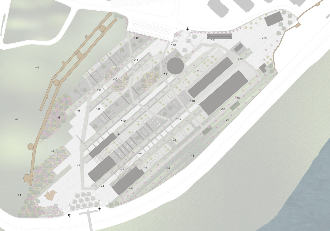Horizontal and vertical circulation paths were designed to ensure easy access for all users, including those with disabilities. Activity bands, though diverse in function, were placed between buildings where people gather the most. The outer zones of