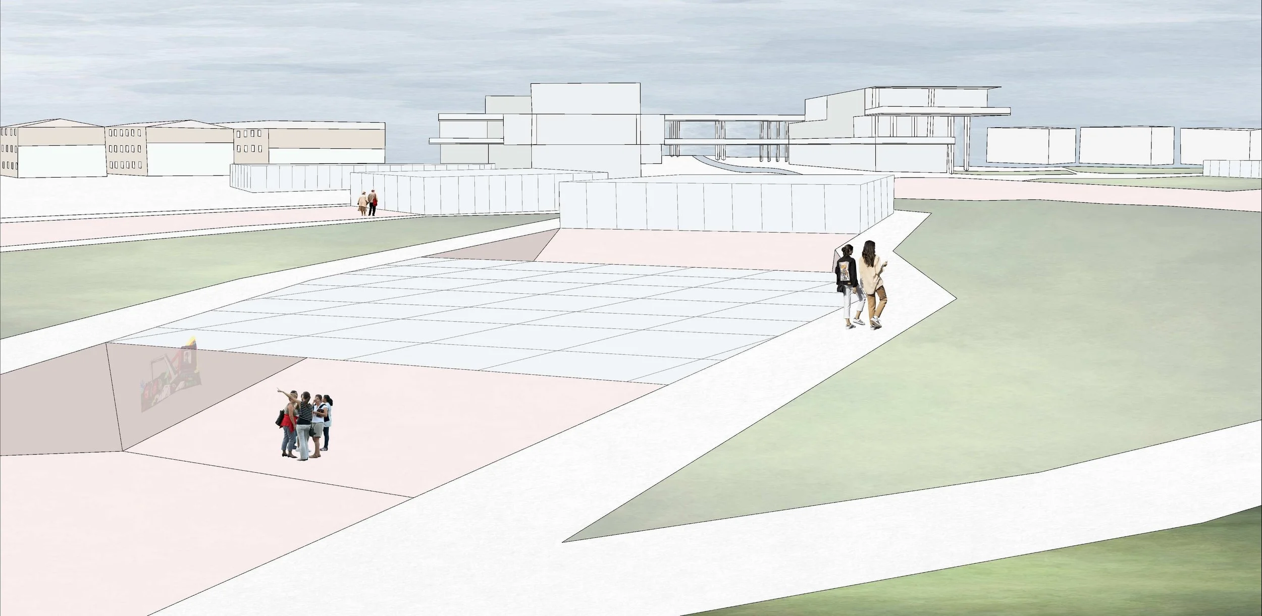 Outdoor exhibition walls extend the museum experience into the landscape. Artworks become part of the circulation, transforming movement into an active viewing process.