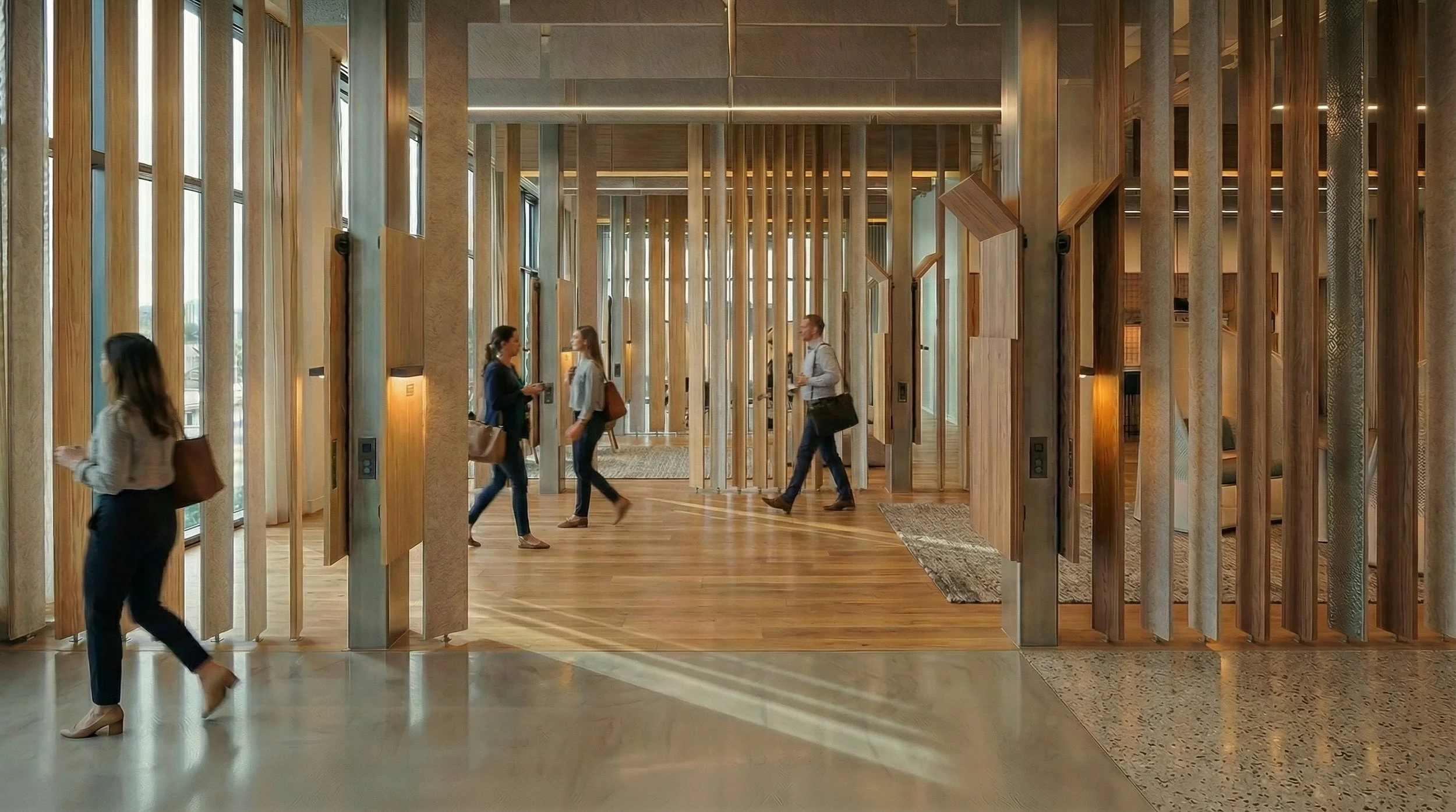 Subtle systems such as lighting, furniture, acoustics, and power availability allow the space to evolve throughout the day. These changes remain intuitive and non-intrusive.