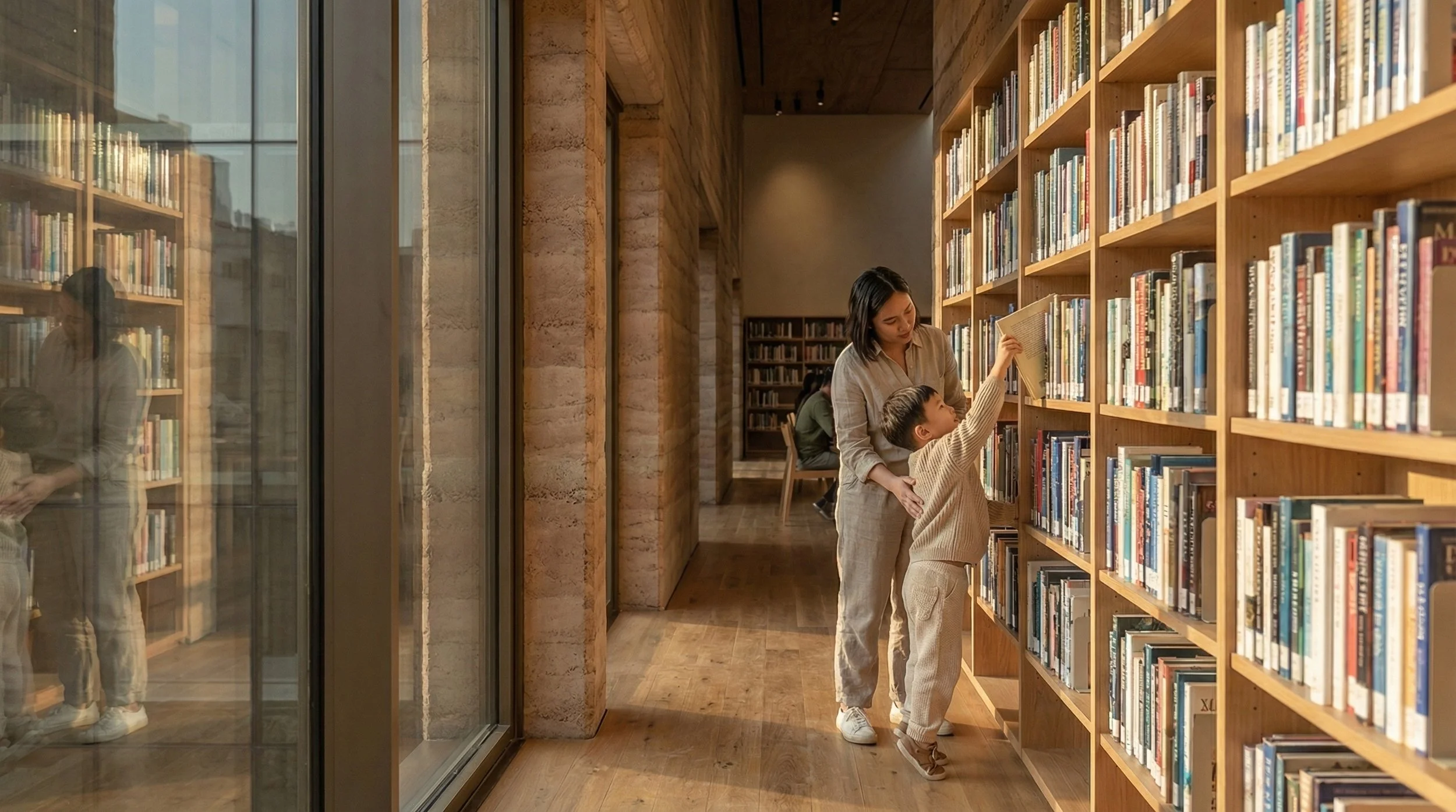 The library supports both individual discovery and shared learning.
Interaction with books becomes a physical and spatial act.