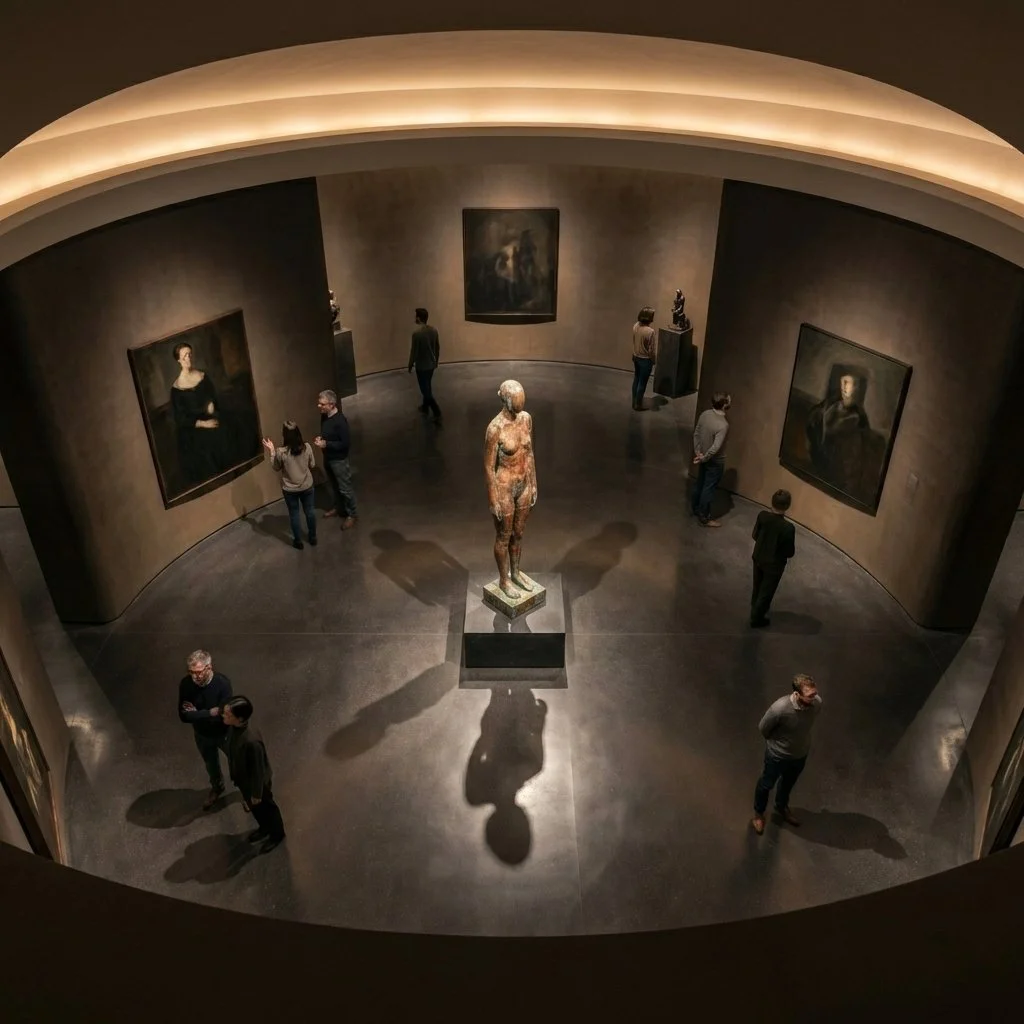 Decompression Zone
Curved corners, controlled direct lighting, and strong use of shadow.