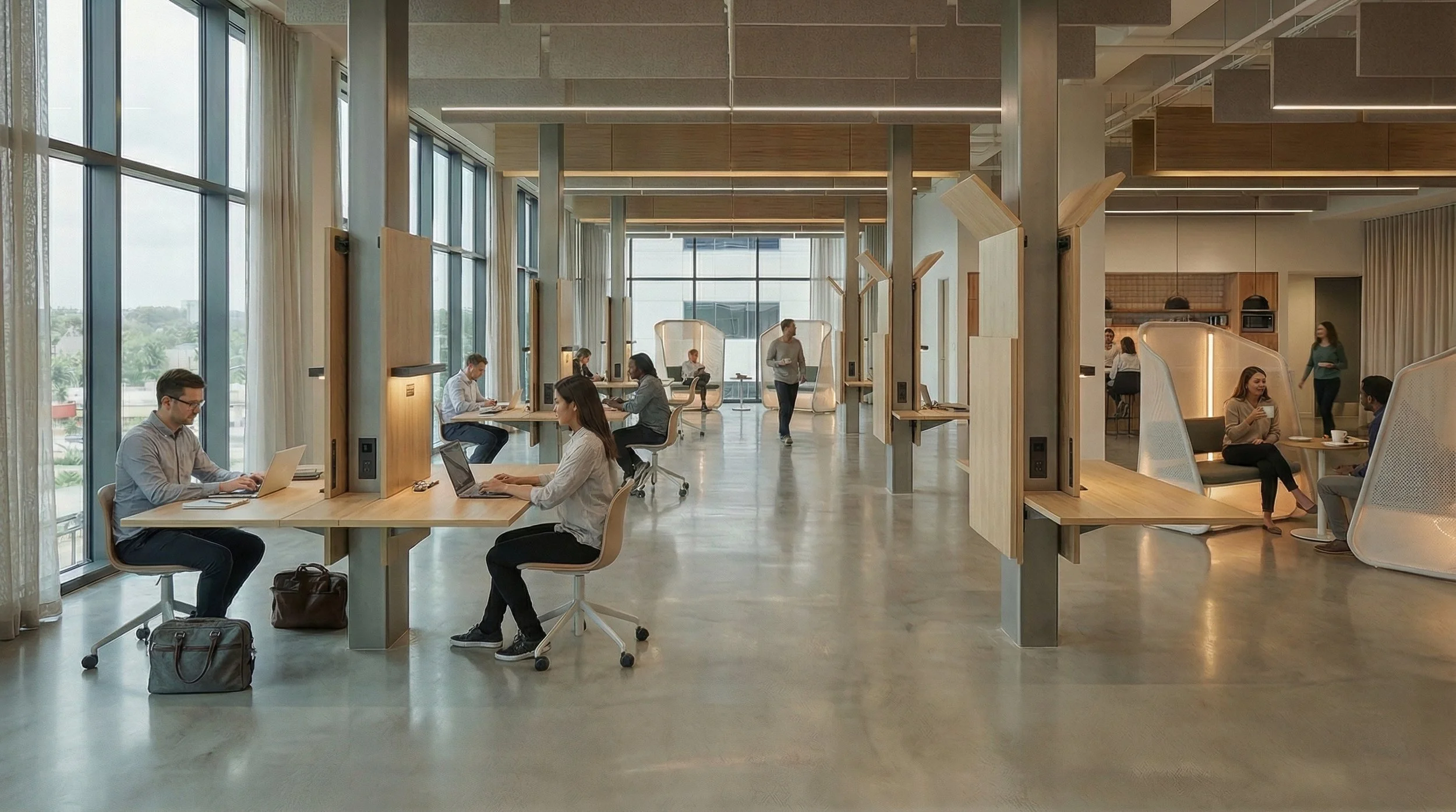 SHARED FOCUS ZONE

This zone allows individuals to work independently while being in the presence of others.
It balances focus and social awareness without demanding interaction.