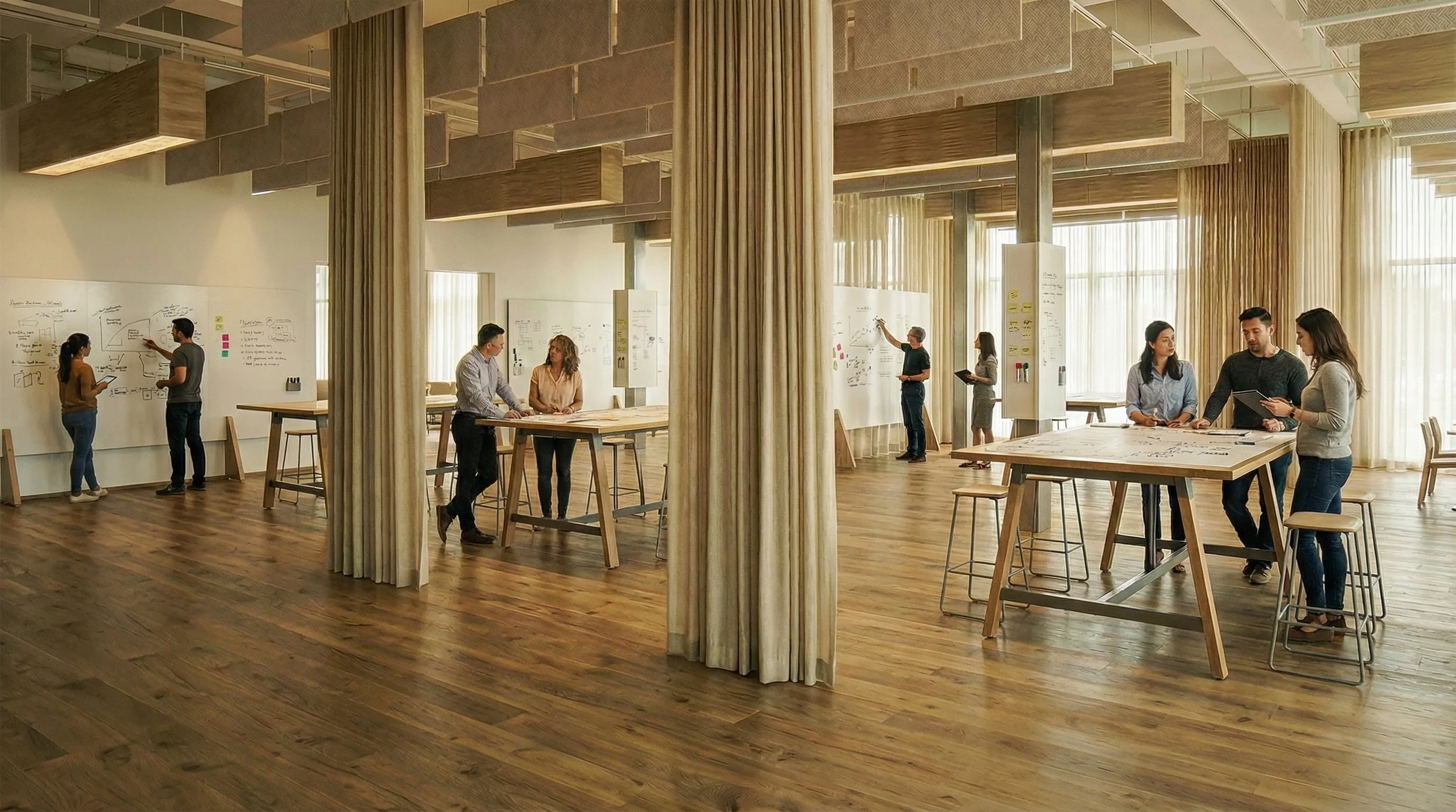 ACTIVE COLLABORATION ZONE

A high-energy environment designed for short, intense interactions.
Spatial conditions actively discourage prolonged use and maintain dynamic engagement.