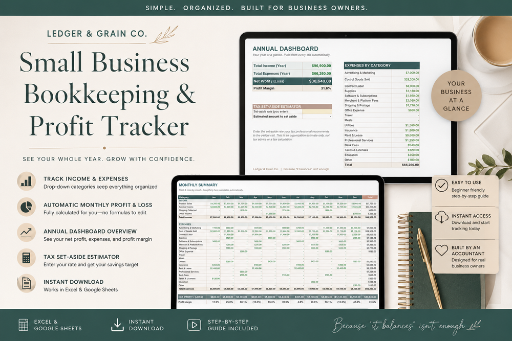 Small Business Bookkeeping and Profit Tracker