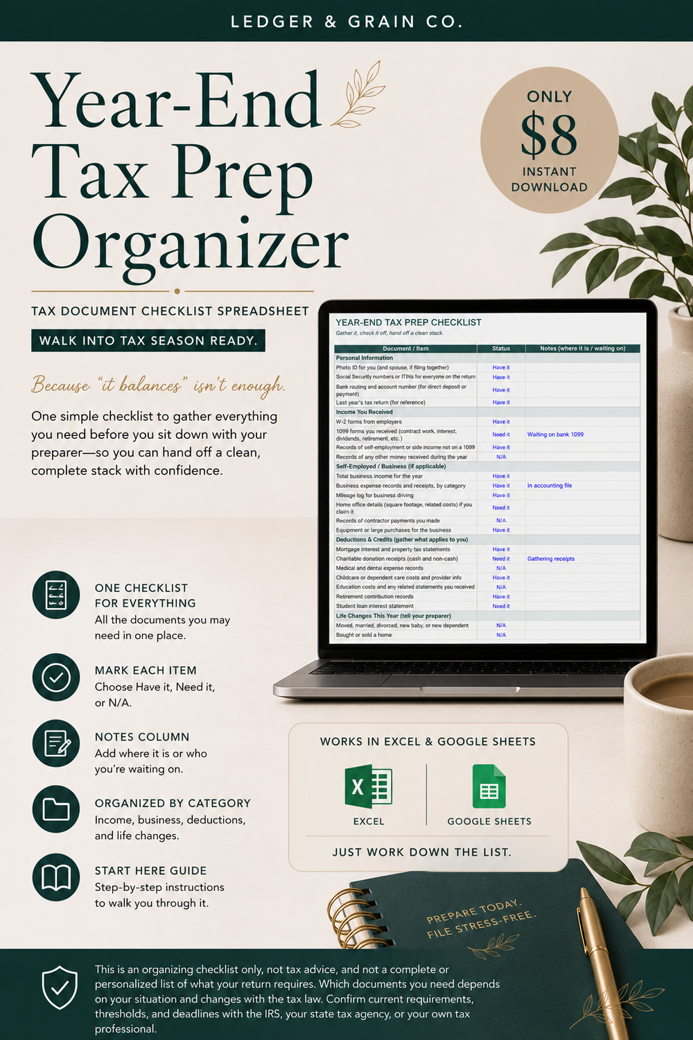 Year-End Tax Prep Organizer