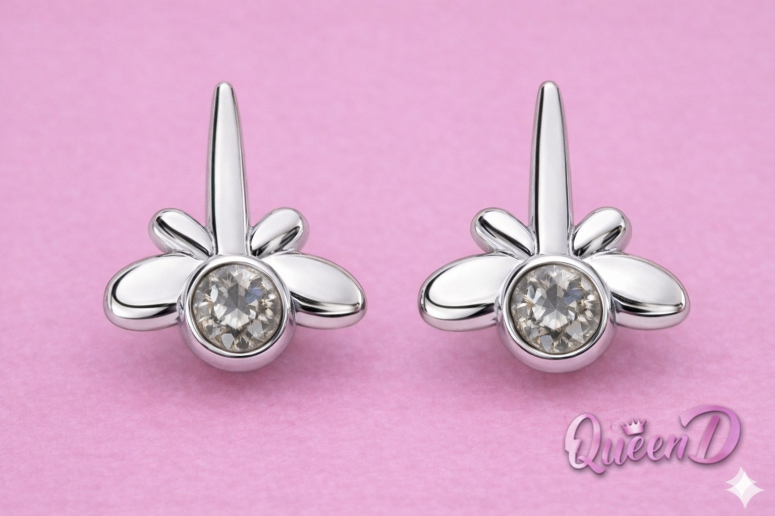 Queen D – Flutter Gem Stud Earrings