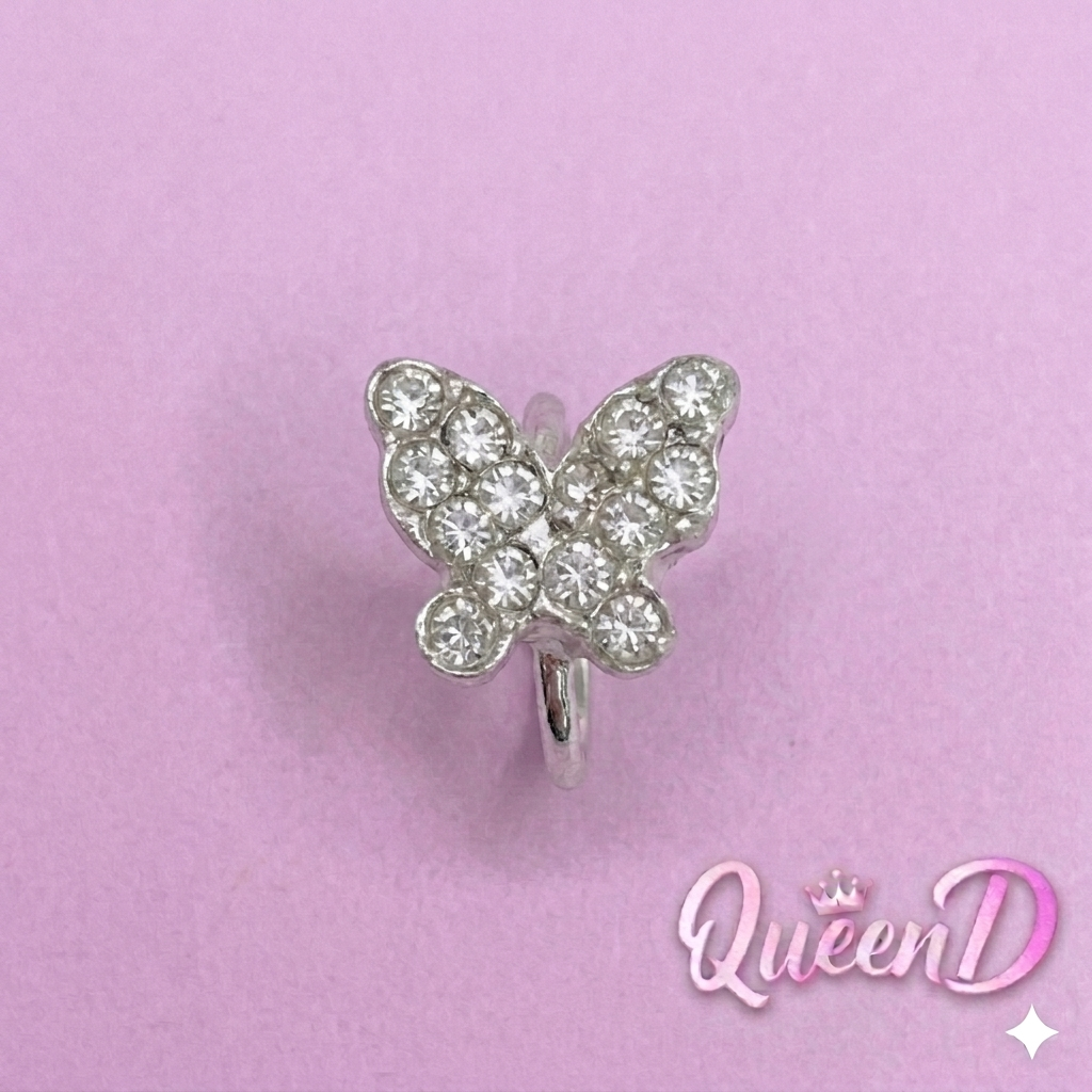 Queen D – Silver Radiance Butterfly Ear Cuff