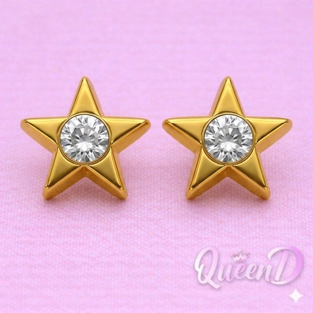Queen D – Golden Starlight Earrings