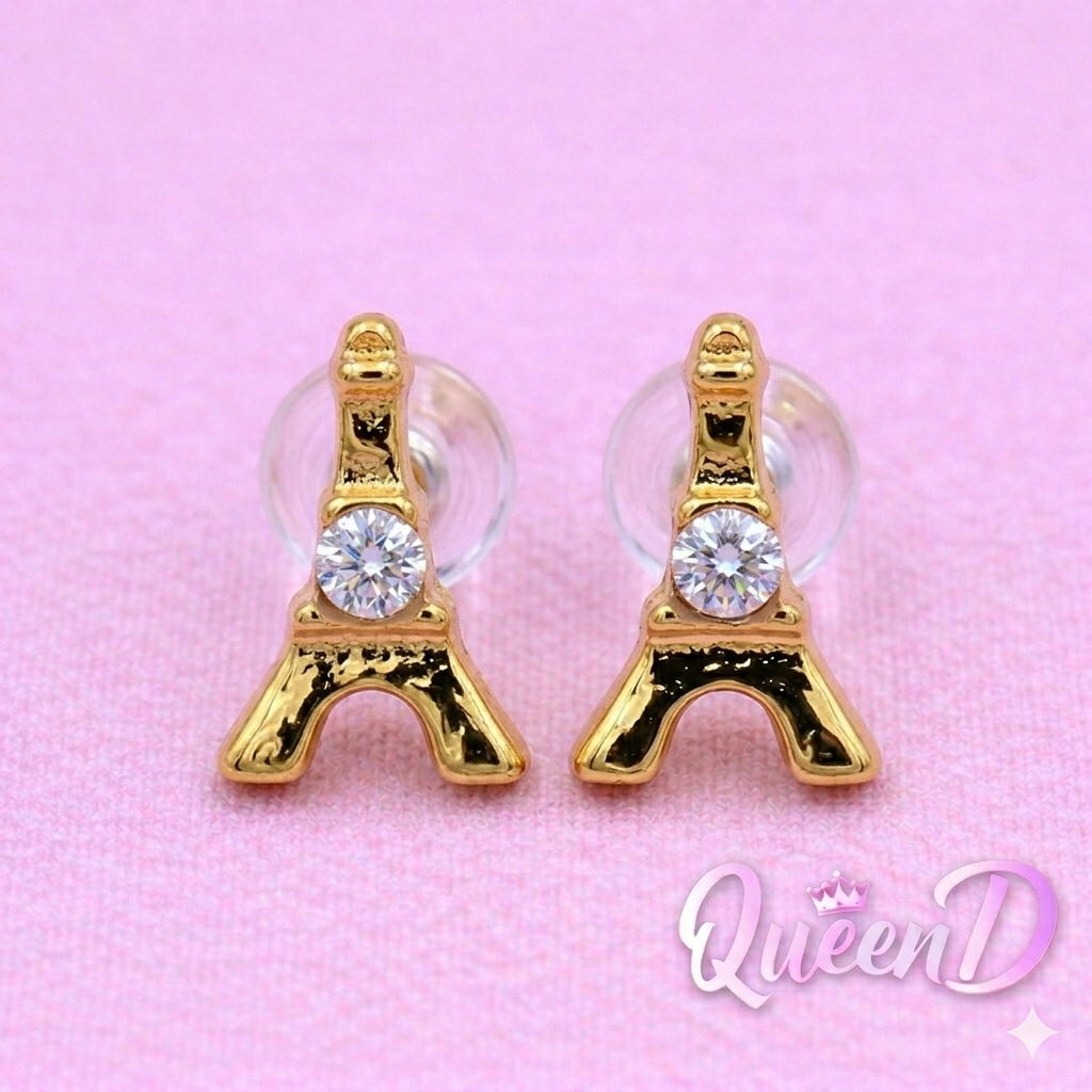 Queen D – Eiffel Charm Stud Earrings