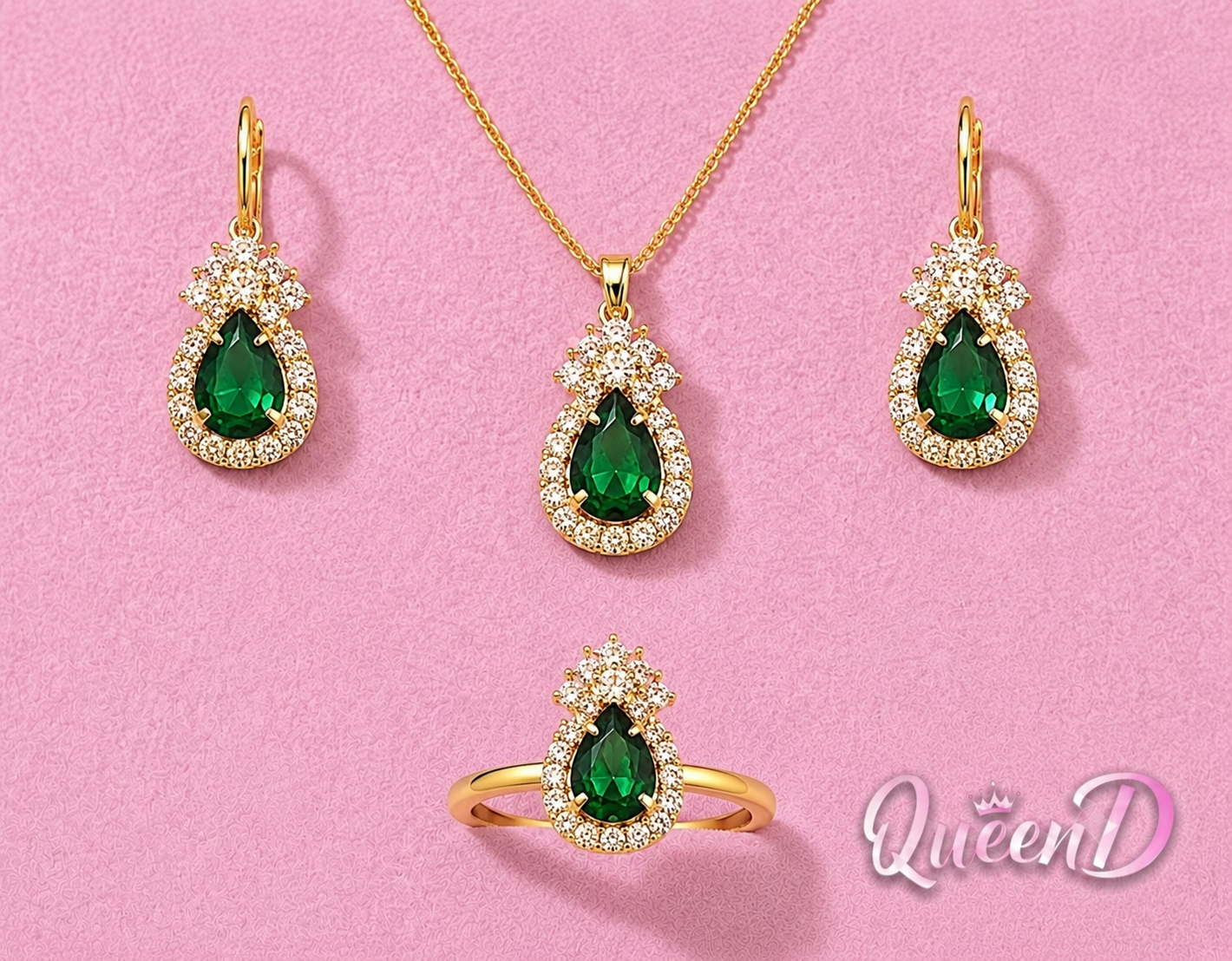 Queen D – Emerald Dew Jewelry Set 💚✨