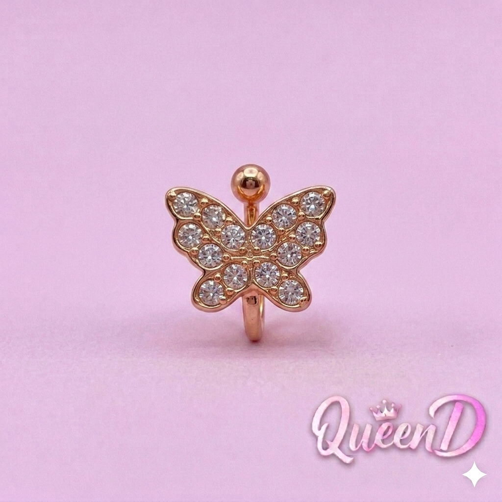 Queen D – Rose Radiance Butterfly Ear Cuff