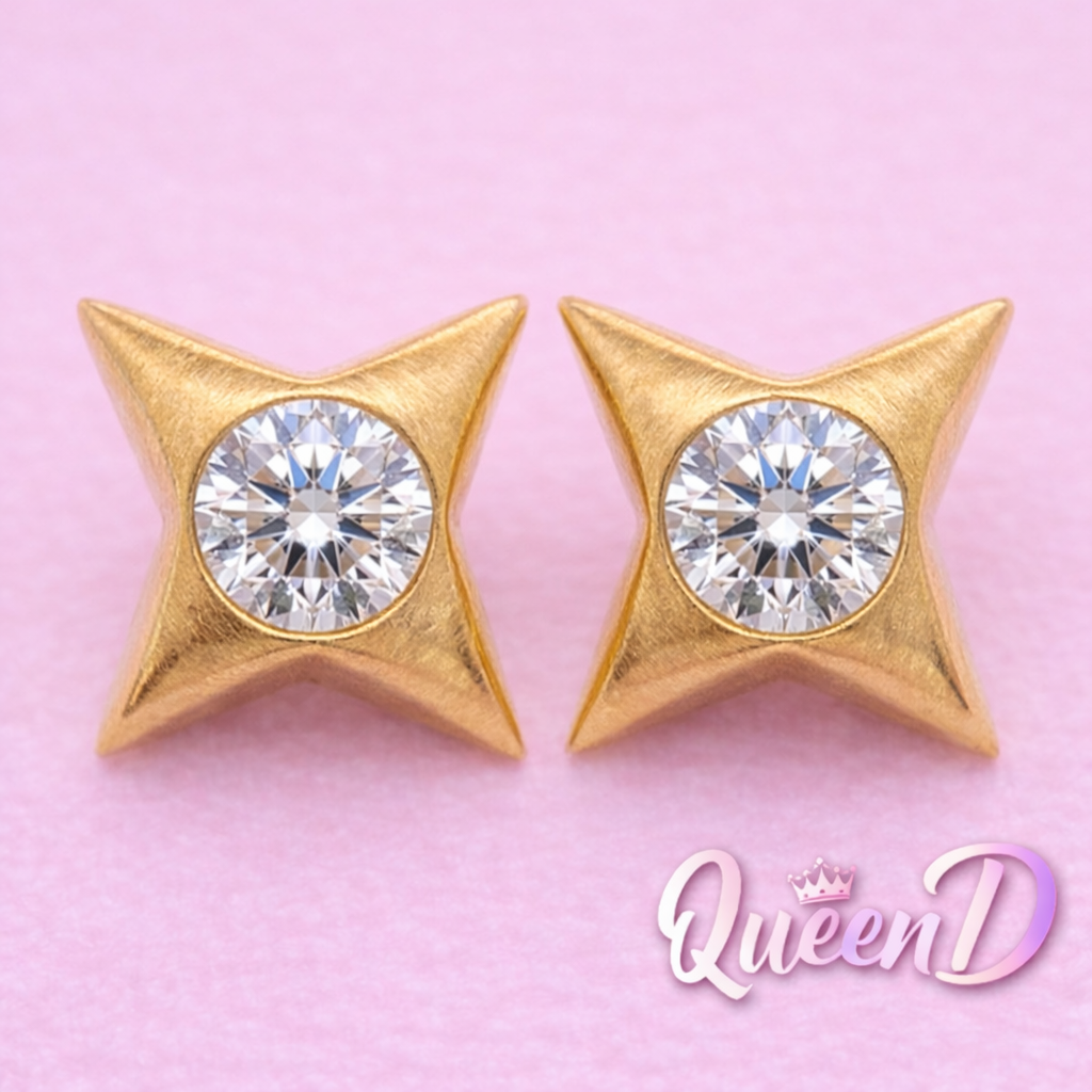 Queen D – Radiant Star Gem Stud Earrings