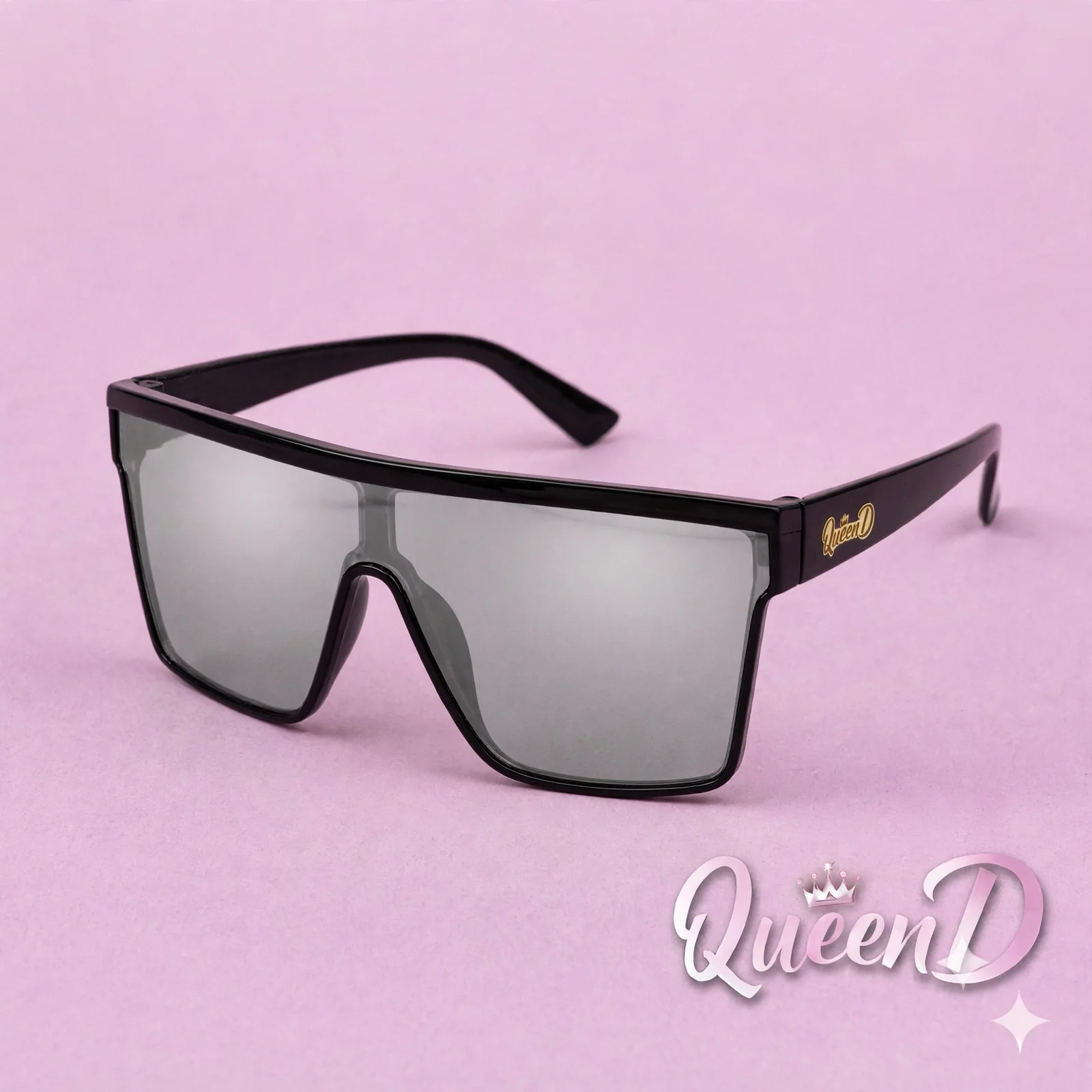Queen D – Silver Midnight Rectangular Sunglasses