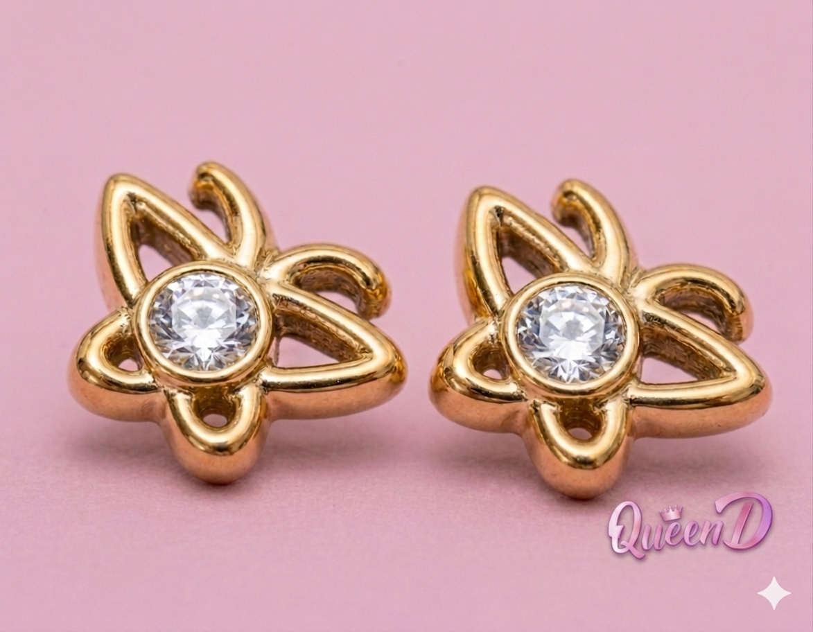 Queen D – Butterfly Gem Stud Earrings