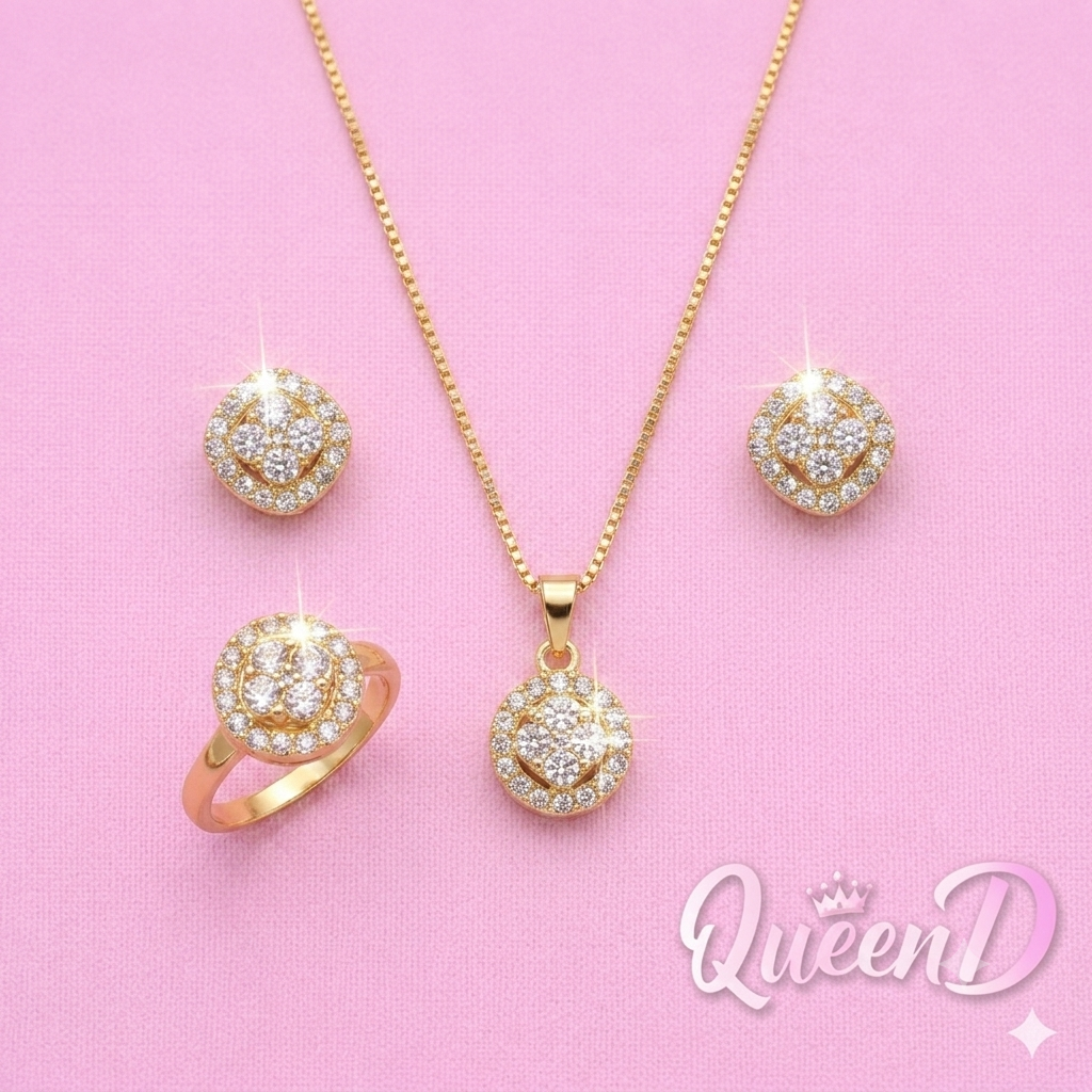 Queen D – Radiant Halo Jewelry Set 💎✨