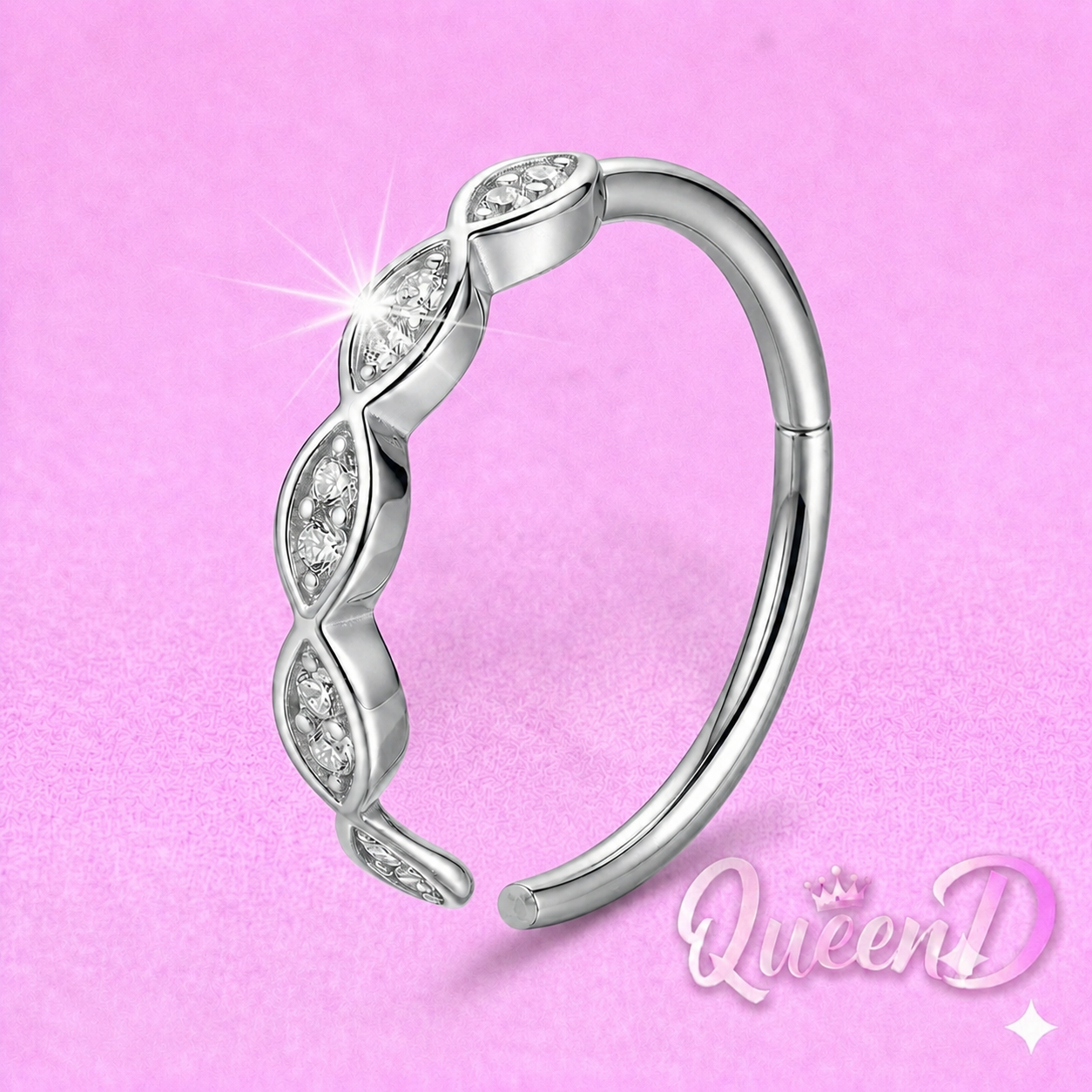 Queen D – Silver Marquise Glow Piercing