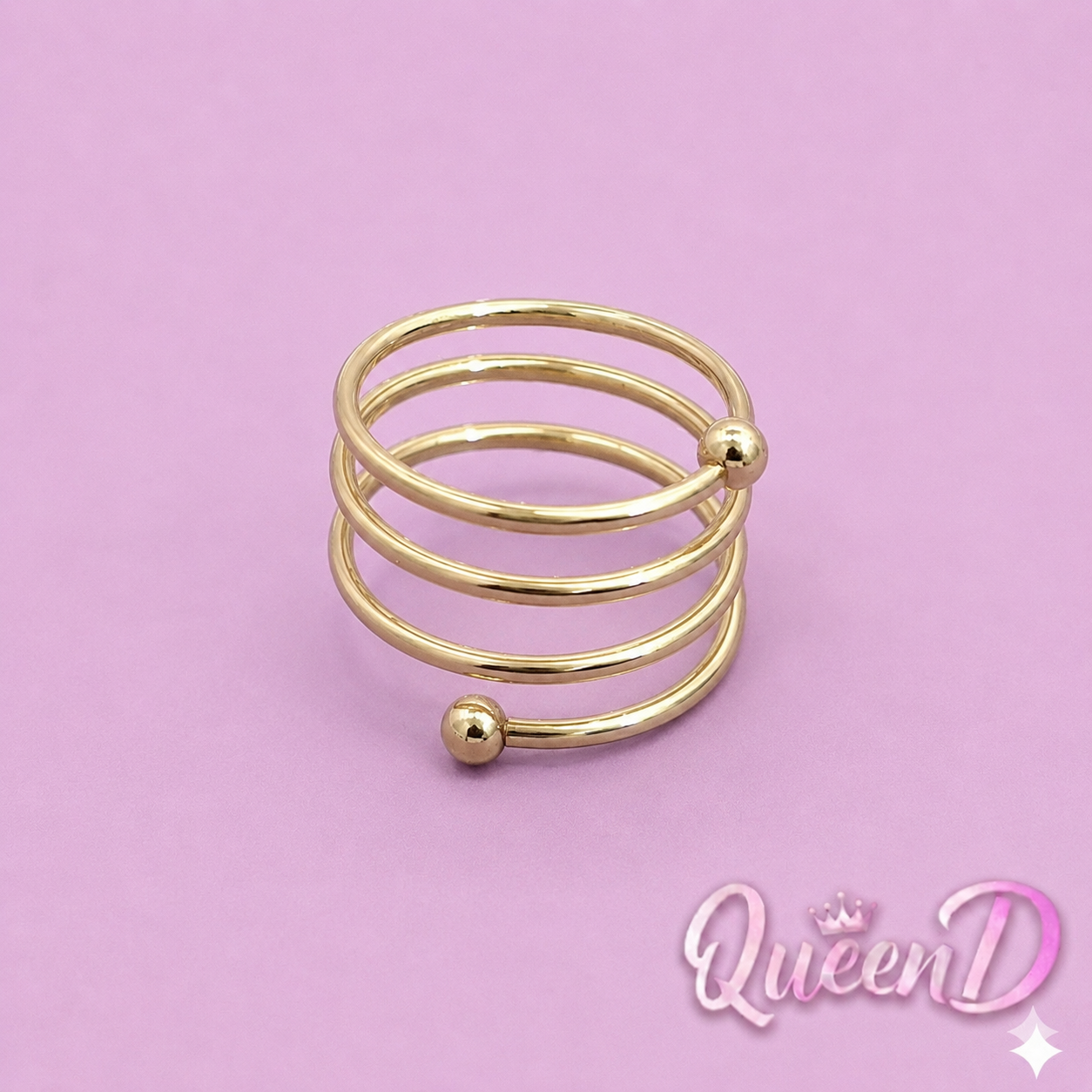 Queen D – Golden Spiral Adjustable Ring