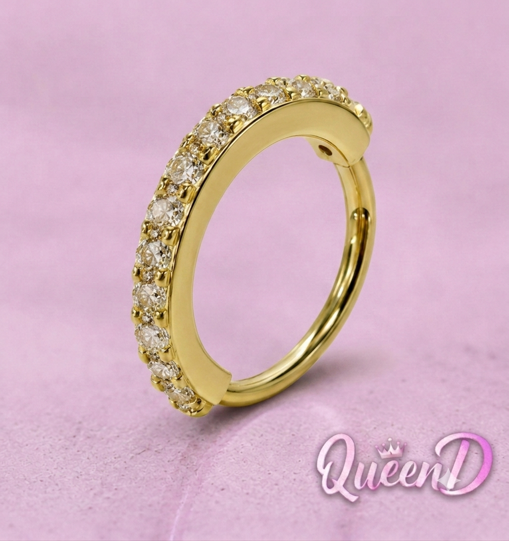 Queen D – Golden Gem Hoop Piercing