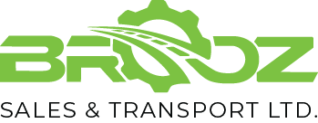 Logo of Broz Sales & Transport Ltd, featuring a green gear with a vehicle silhouette and the company name in green and black text.