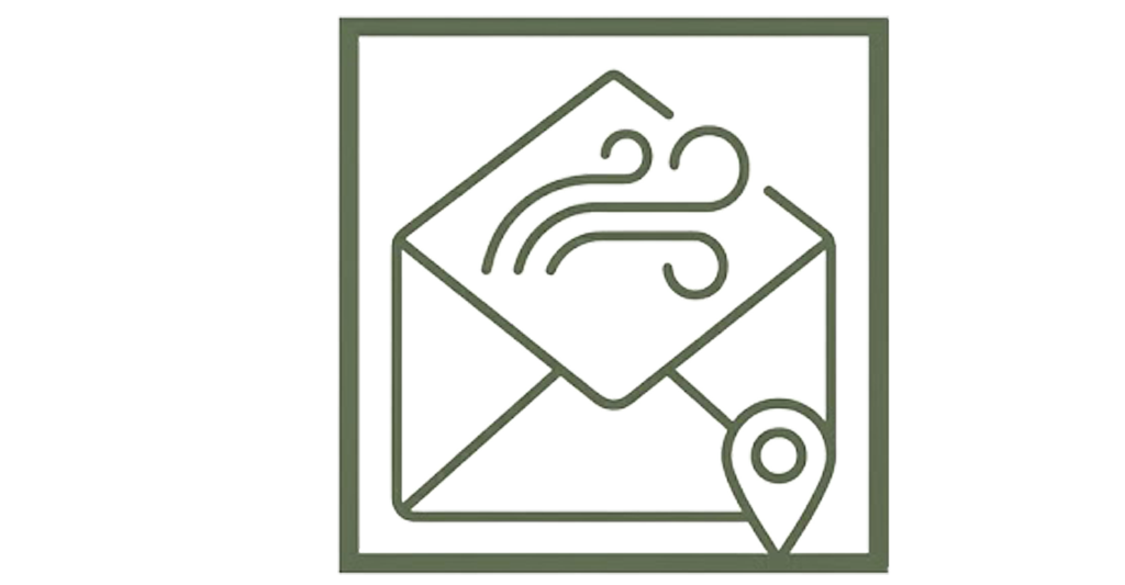 Icône représentant une enveloppe avec un flocon de neige et un marqueur de localisation, symbolisant un message ou une notification froide ou un diagnostic.