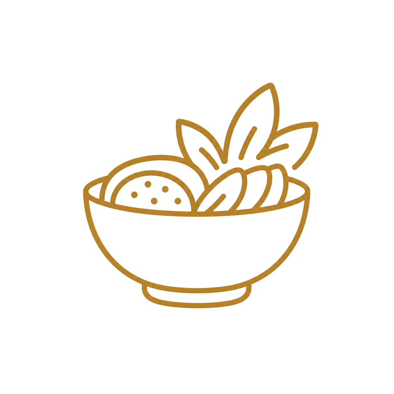 Illustration of a bowl filled with sliced citrus fruit and garnished with leaves.