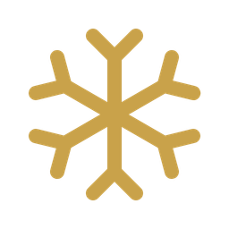 Gold snowflake icon on a black background