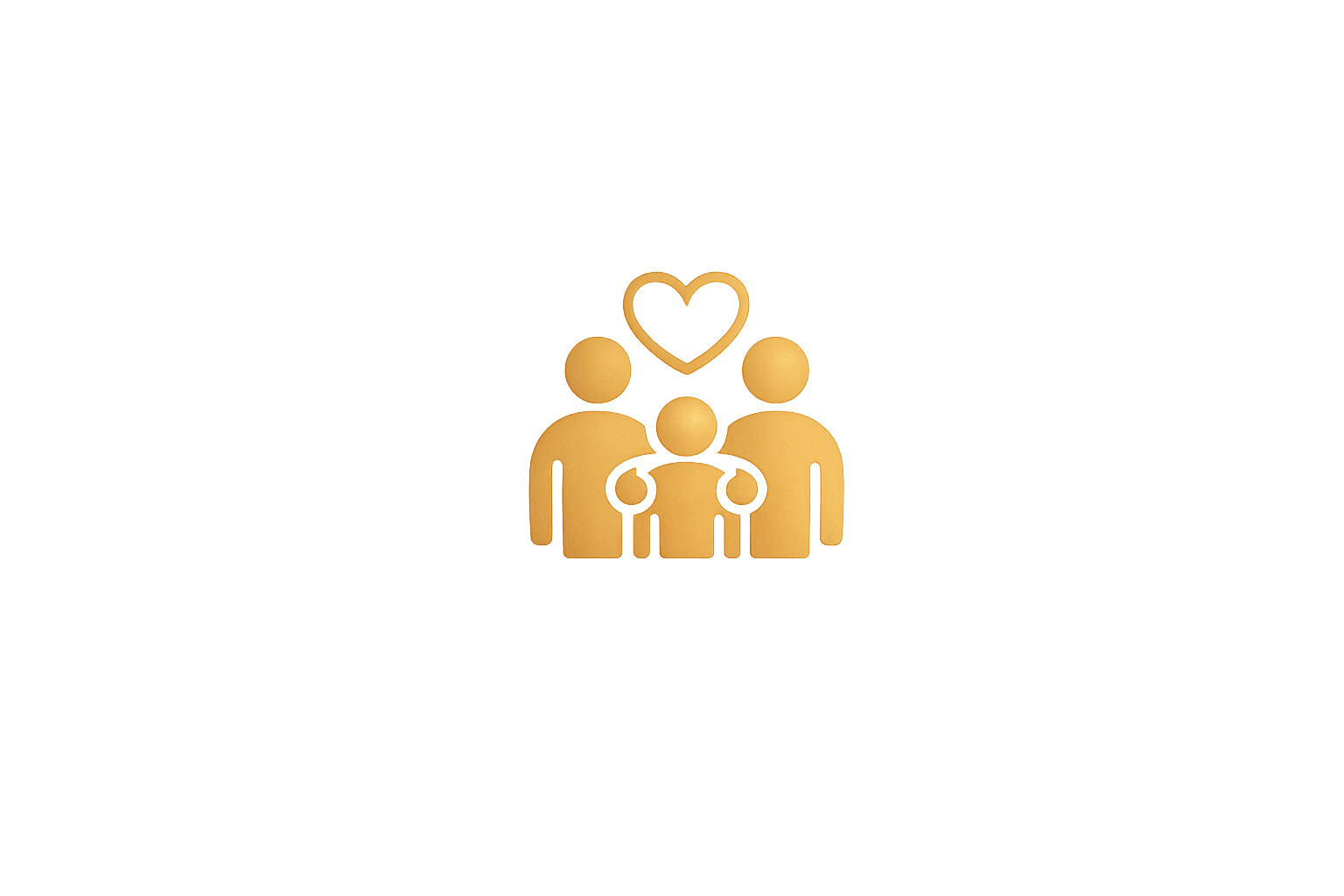 A graphic illustrating a family with a heart symbol above them, representing love or caregiving.