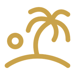 A simple illustration of a palm tree and a small circle, representing a tropical scene.