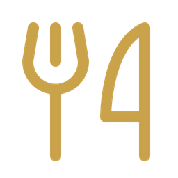 A gold-colored fork and knife icon.