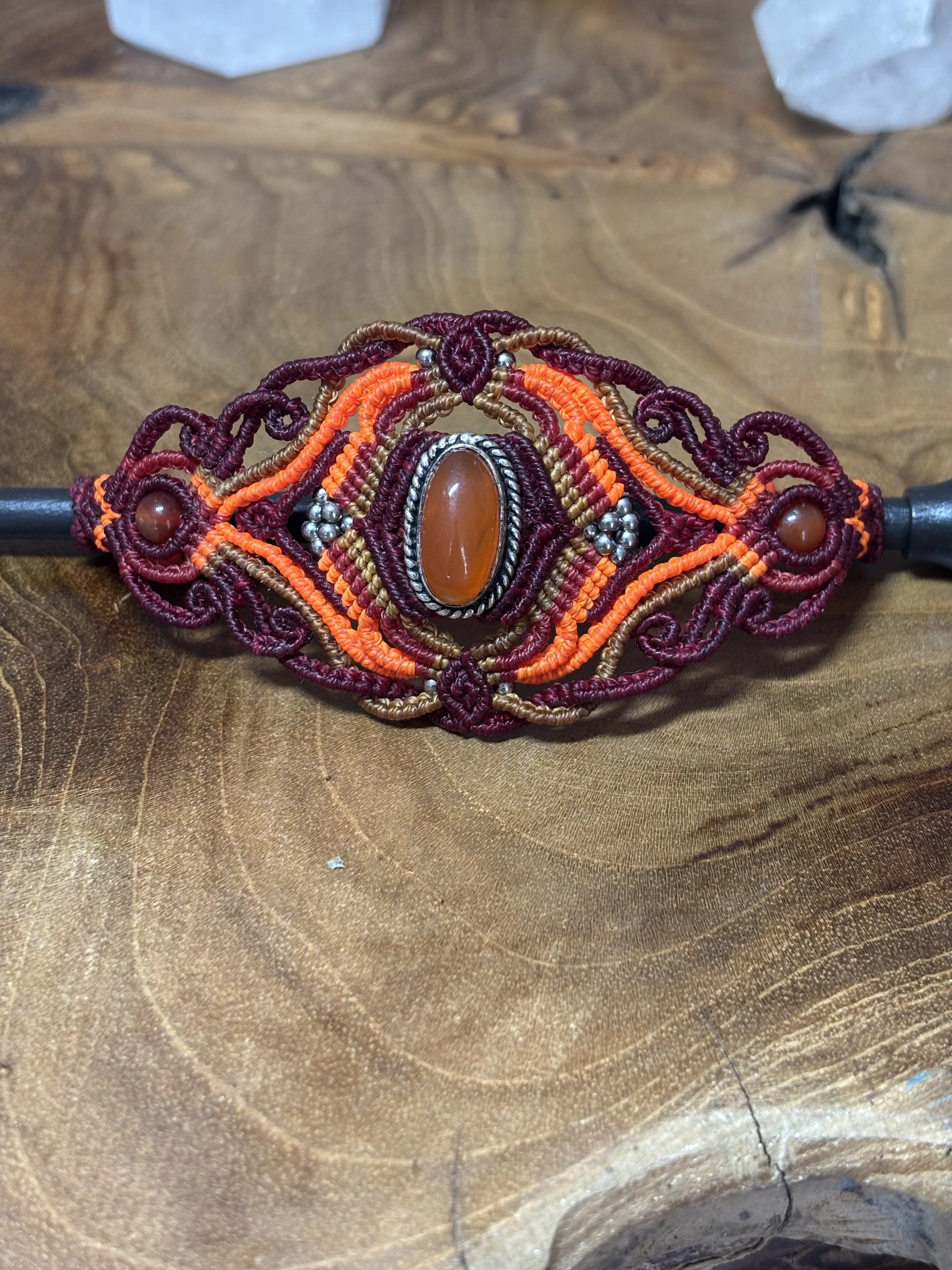 Bracelet "Joie de vivre" - Cornaline serti de laiton argenté (copie)