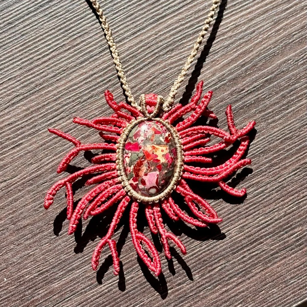Collier "Mémoire de Corail" - Jaspe sédimentaire et fil bicolore